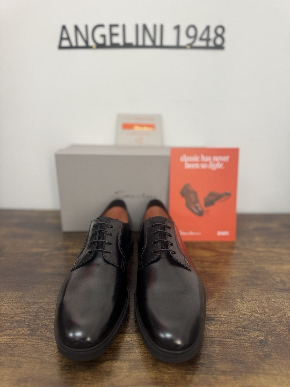 Santoni Stringata Derby Easy On Pelle Nero  Luxury Santoni Scarpa Uomo 40