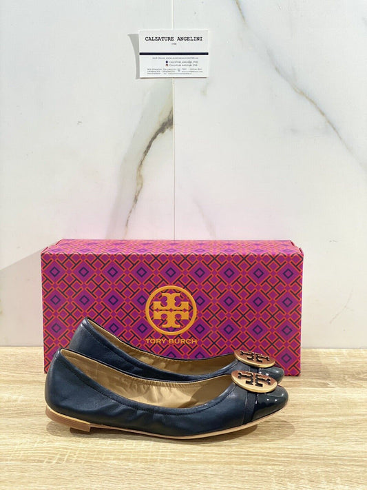 Tory Burch Minnie Cap Toe Ballet In Pelle Black  Luxury Woman Shoes 36