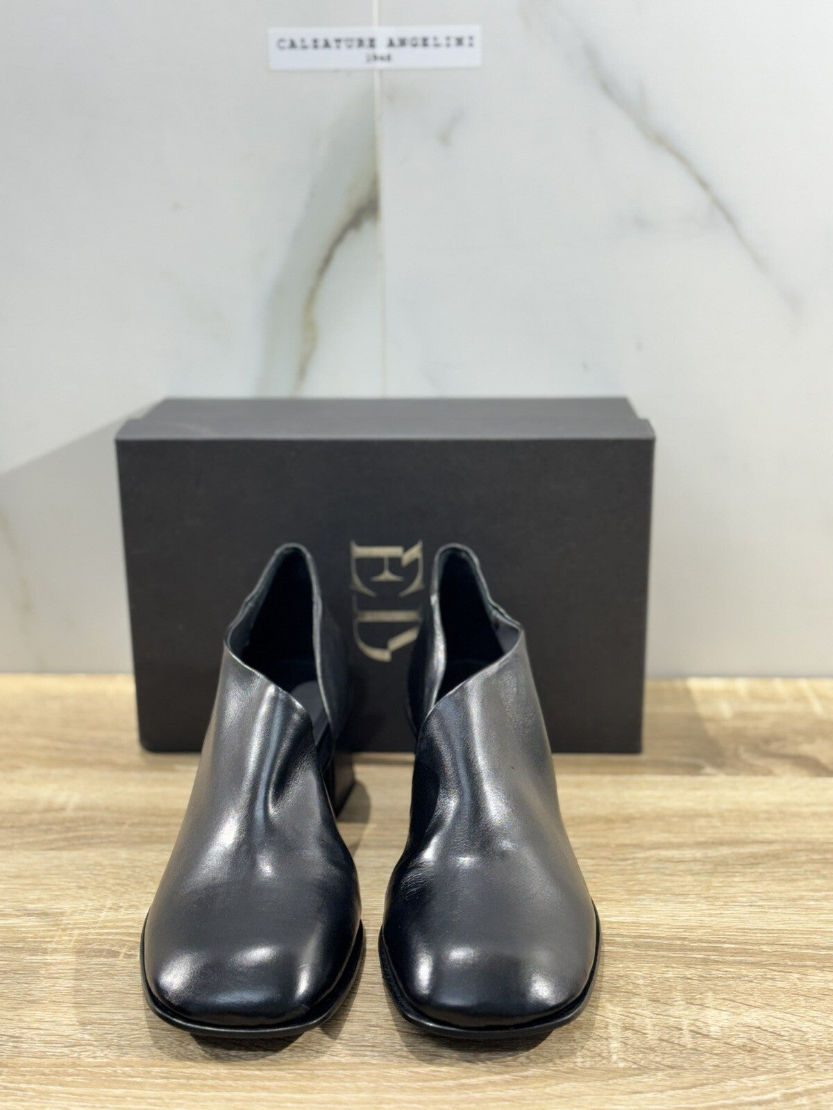 Ernesto Dolani  Scarpa  Donna Mocassino Con Tacco Pelle Nera  Luxury Handmade 41