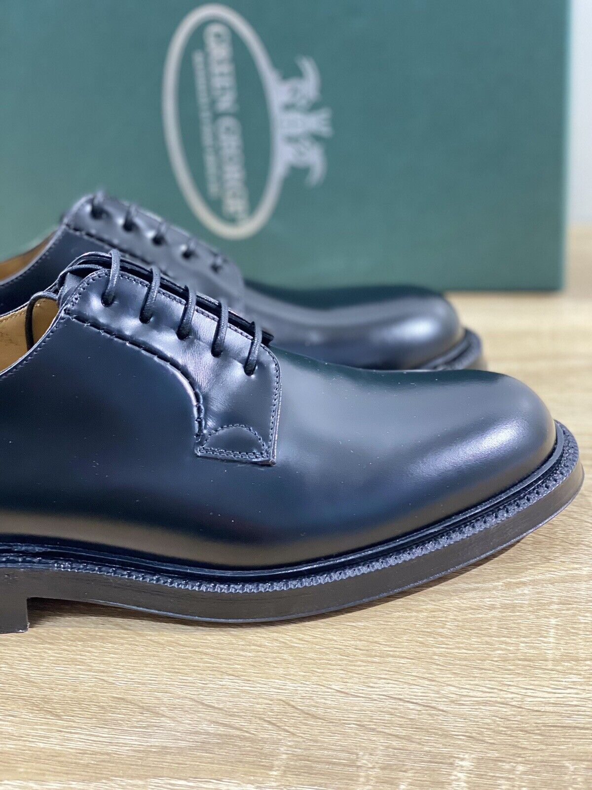 Green George derby nero 1204  in pelle polished luxury men  Doppio Cuoio 39