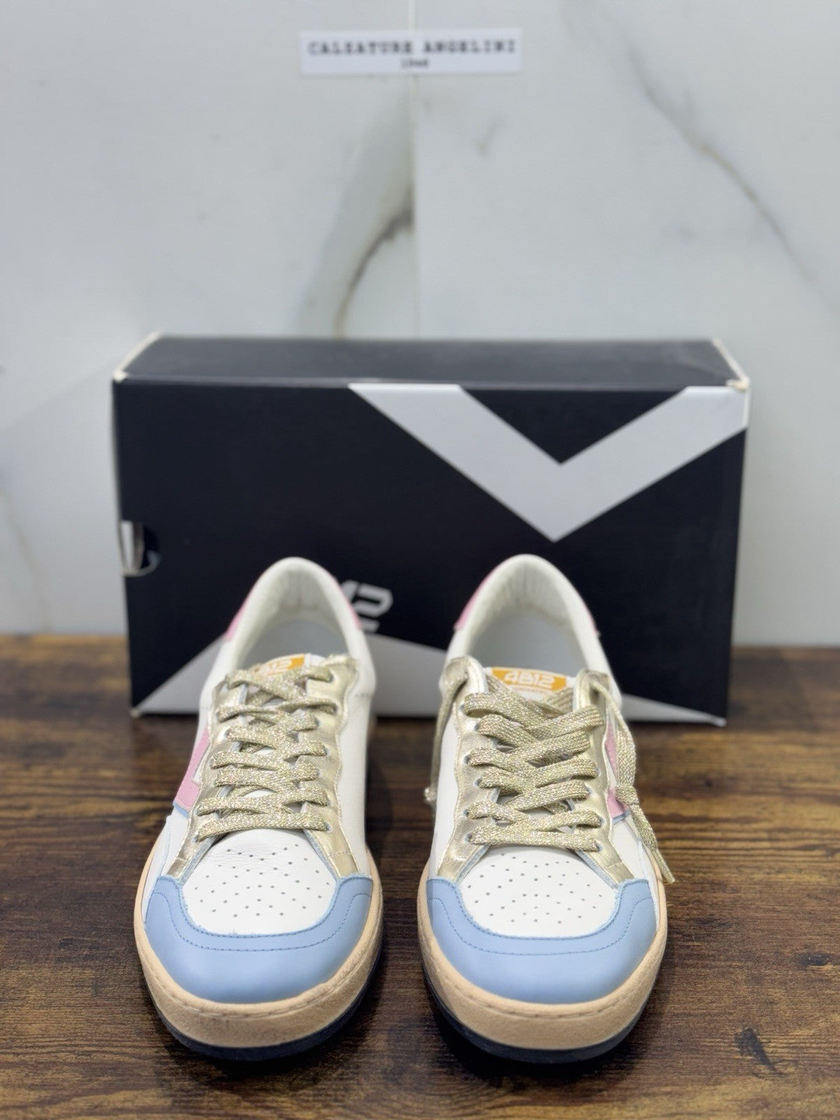 4B12 Sneaker Playnew Pelle Bianco Sky Casual Sneaker Donna 41 