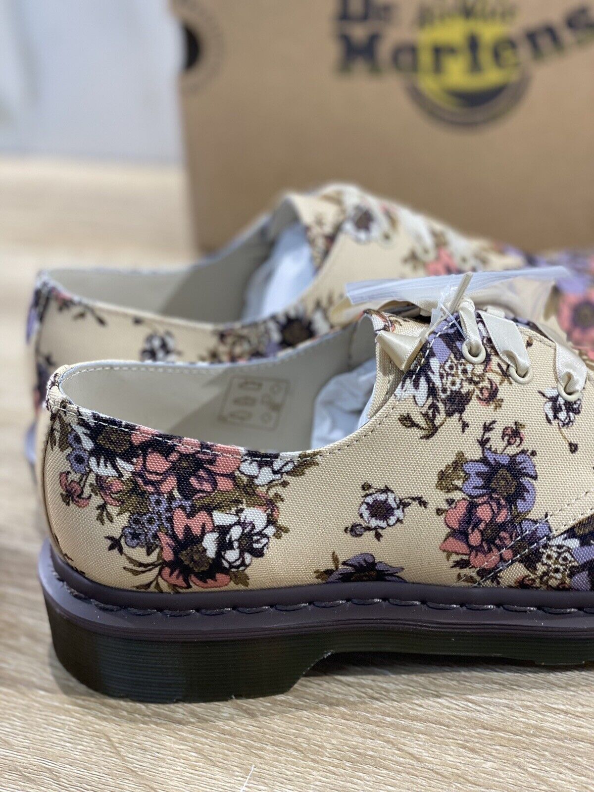 Dr Martens Lester beige floral canvas scarpa Donna original 40