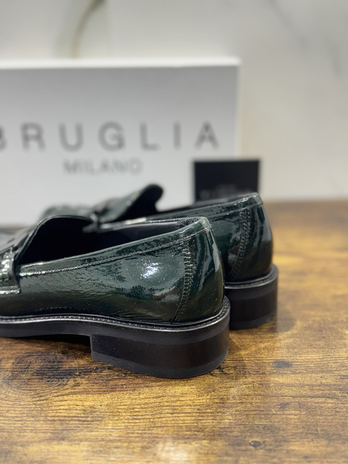 Bruglia Milano Mocassino Verdone   Pelle  Top Quality Scarpe Donna 40