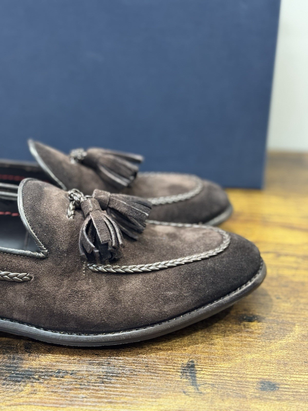 Claudio Marini Calzolaio Mocassino Fatto A Mano Suede Marrone Nappine Uomo 41