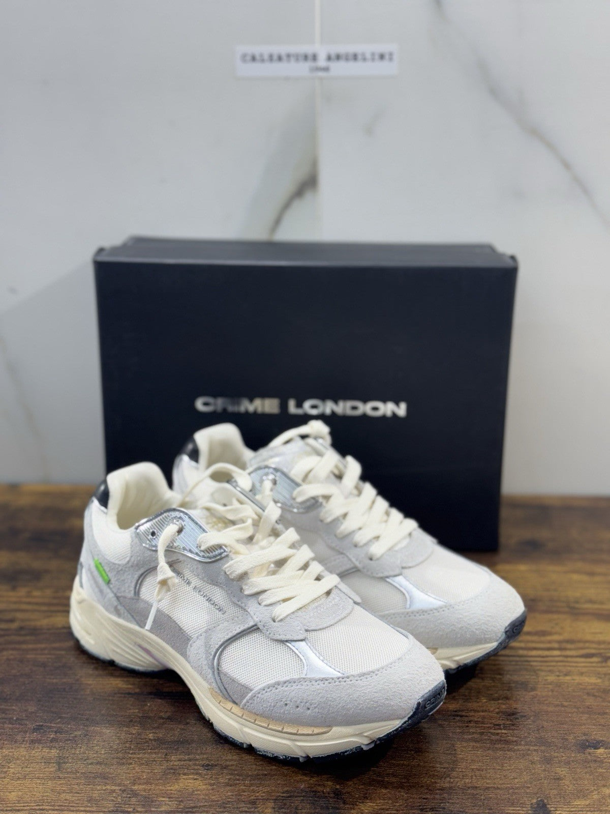 Crime London Sneaker Fugitive Suede  Pelle Bianca Donna 36