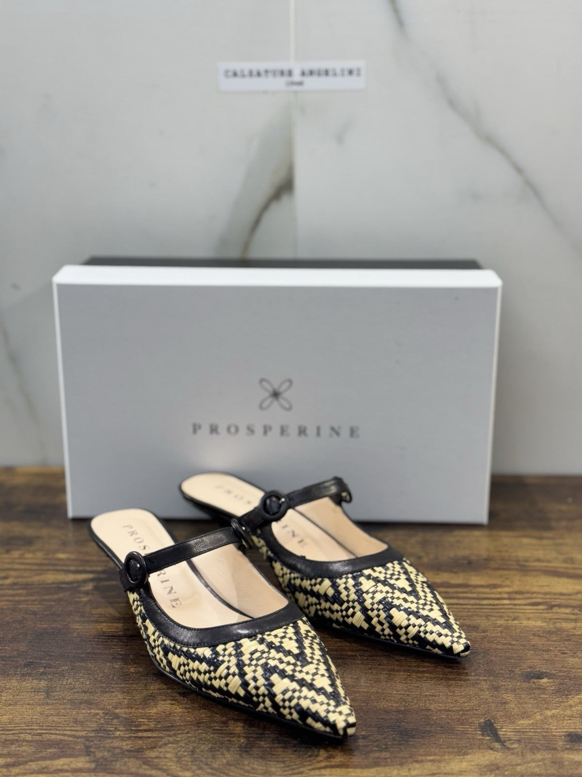 Prosperine Mules Pelle Nero Beige Con Tacco Causal Sabot Donna 38