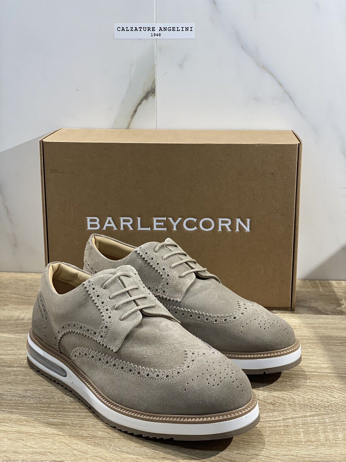 Barleycorn Air Brogue Uomo Pelle Suede Beige Extralight Casual Men Shoes 47