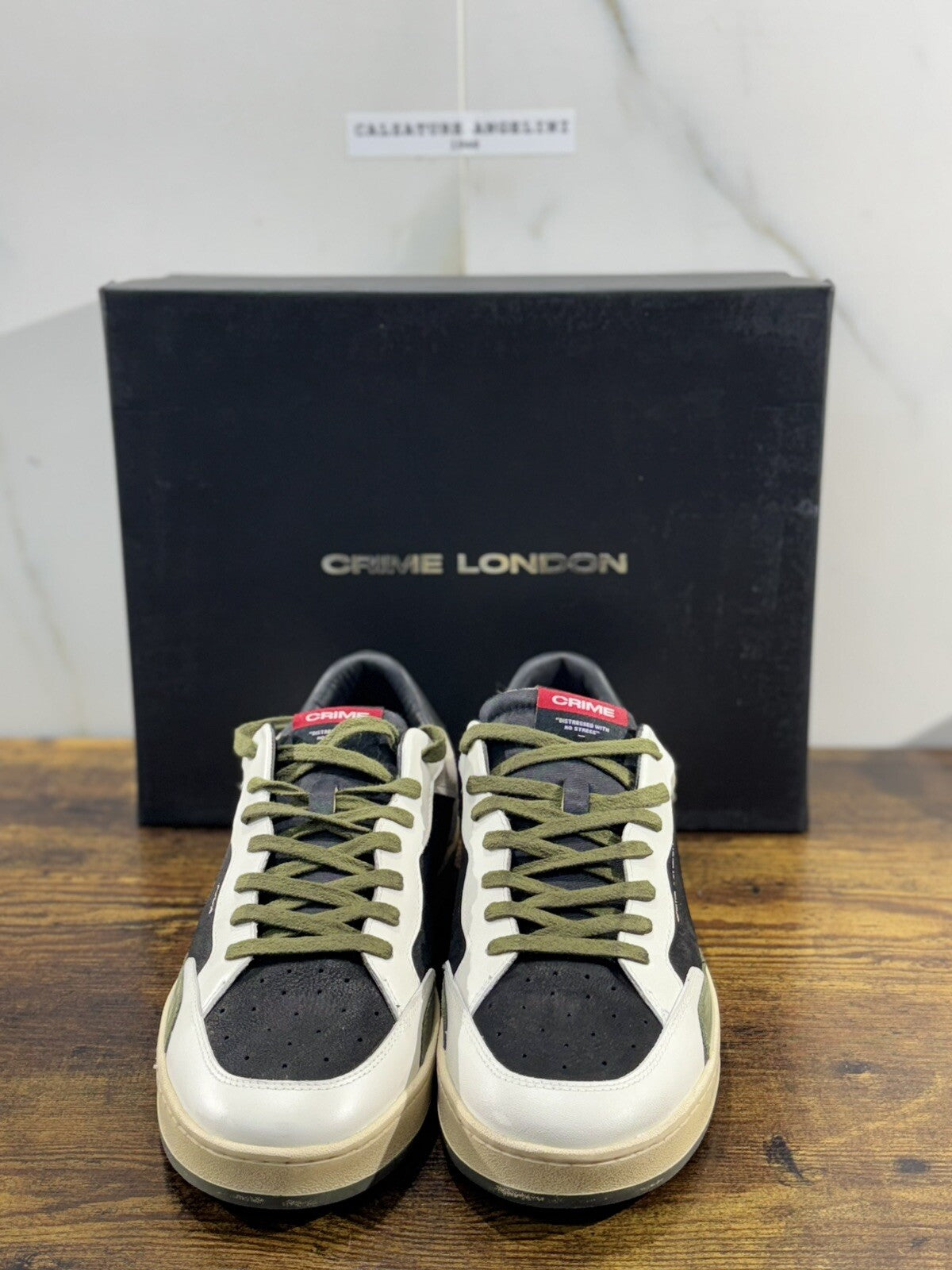 Crime London Sneaker Uomo Chelsea Verde Bianca       Pelle  Casual Men Shoes 44