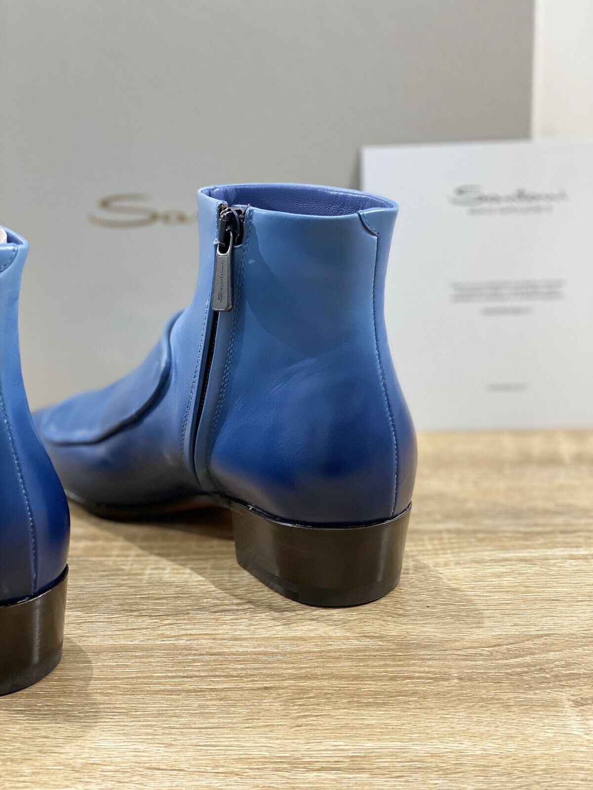 Santoni Stivaletto Donna Limited Edition Luxury Pelle Blu Tripla Fibbia 36 Via M