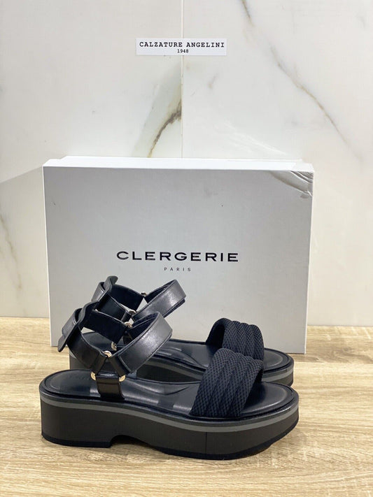 Clergerie Sandalo Donna Fera Nero Pelle E Tex Luxury Clergerie Sandal 37