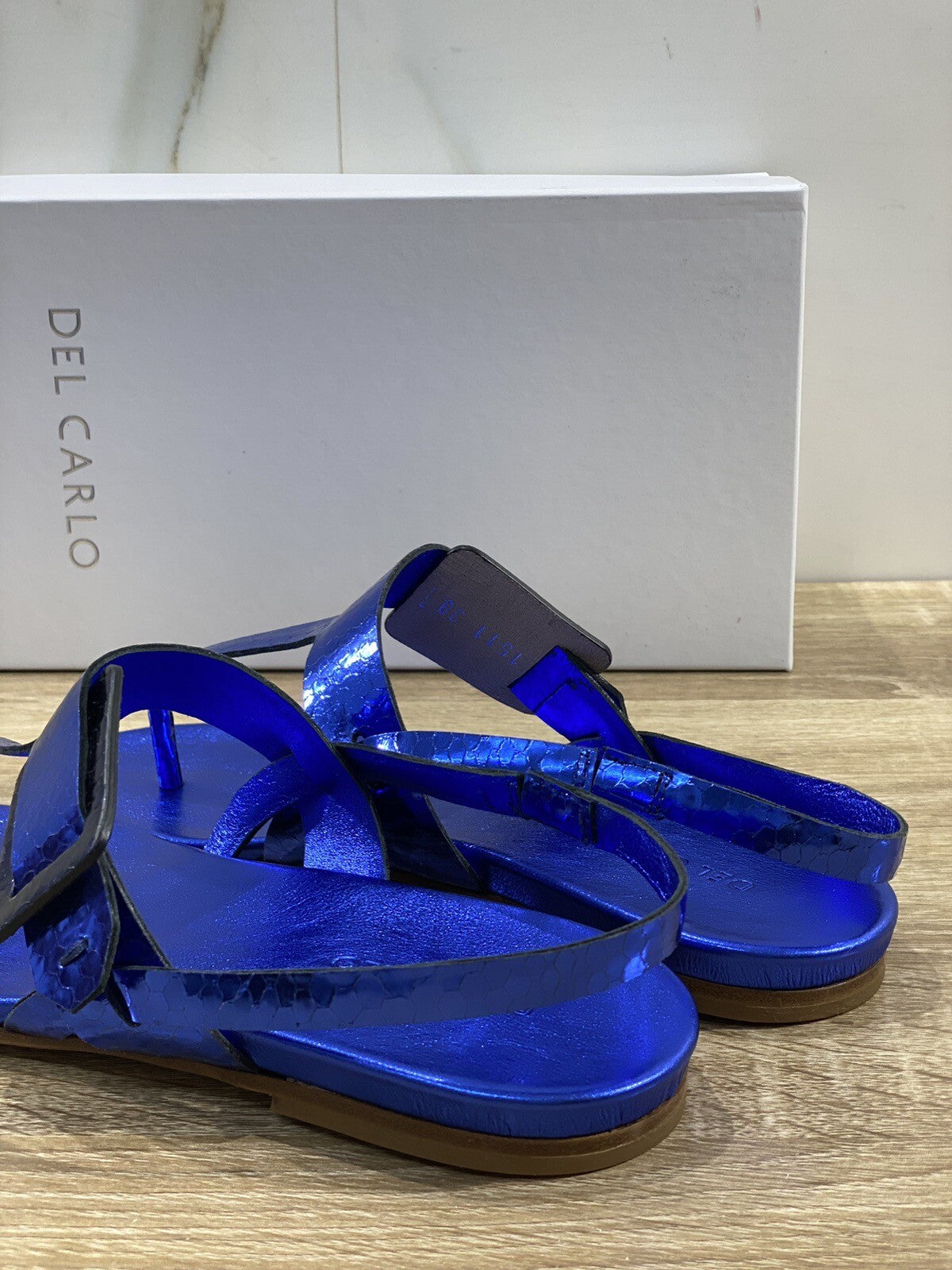 Del Carlo Sandalo Donna Dytt In Pelle Blu Luxury Woman Sandal 37