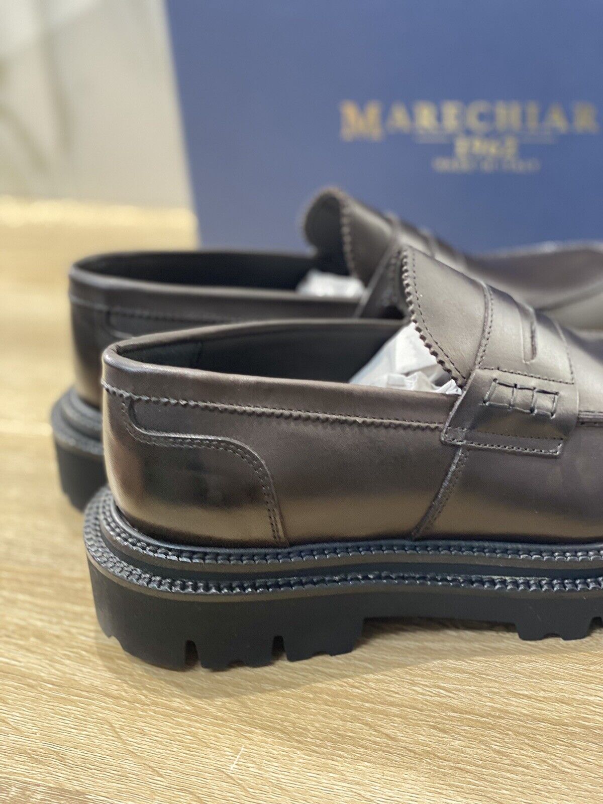 Marechiaro 1962 mocassino uomo marrone pelle fondo commando casual shoes 39