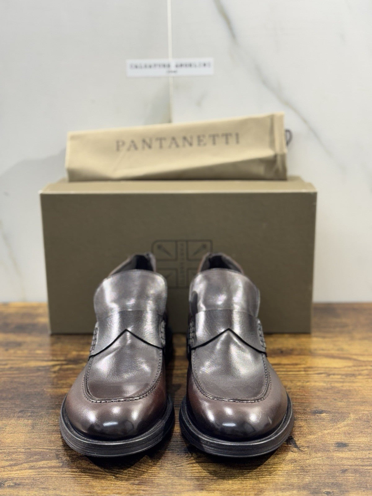 Pantanetti Mocassino  Uomo Pelle Tabacco Casual Luxury Men Shoe 42