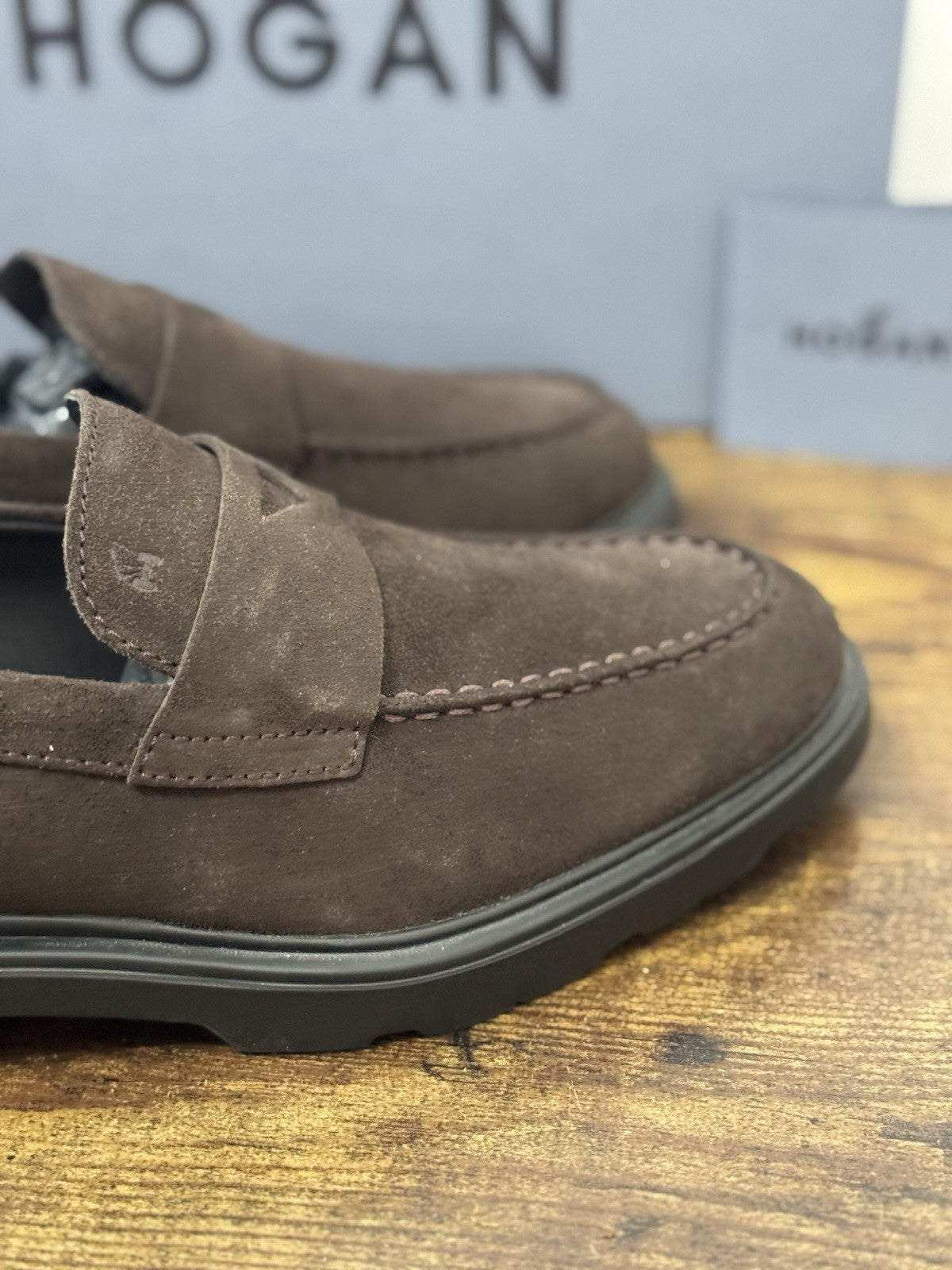 Hogan H393 Mocassino Suede Ebano Memory Foam Casual Hogan Uomo 40.5