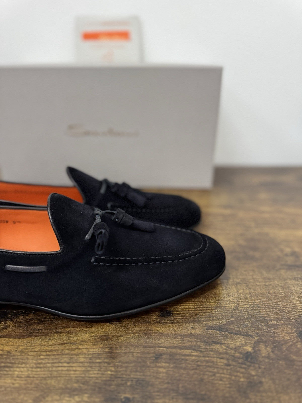 Santoni Mocassino Tassel  Pelle Suede Blu     Luxury Santoni Uomo 42.5