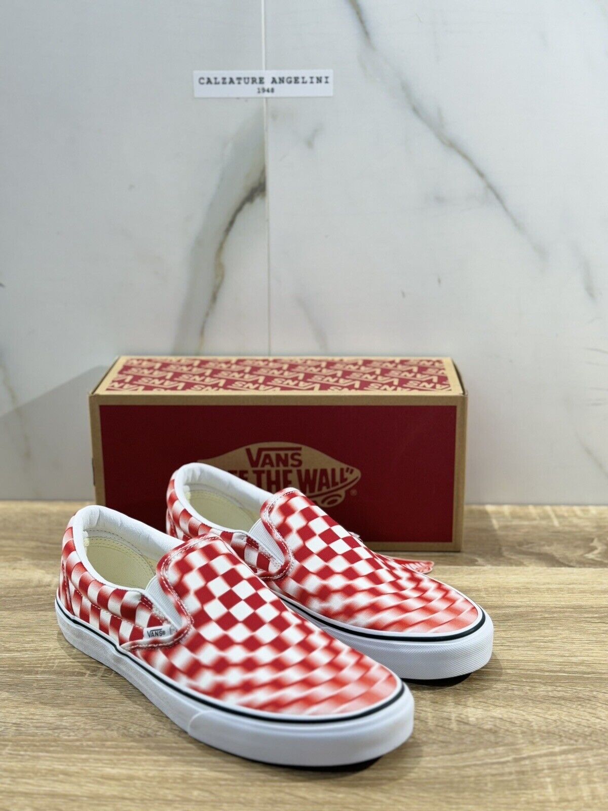 Vans Classic Slip On Checkerboard Bianco Red  Casual Icon Vans 44.5