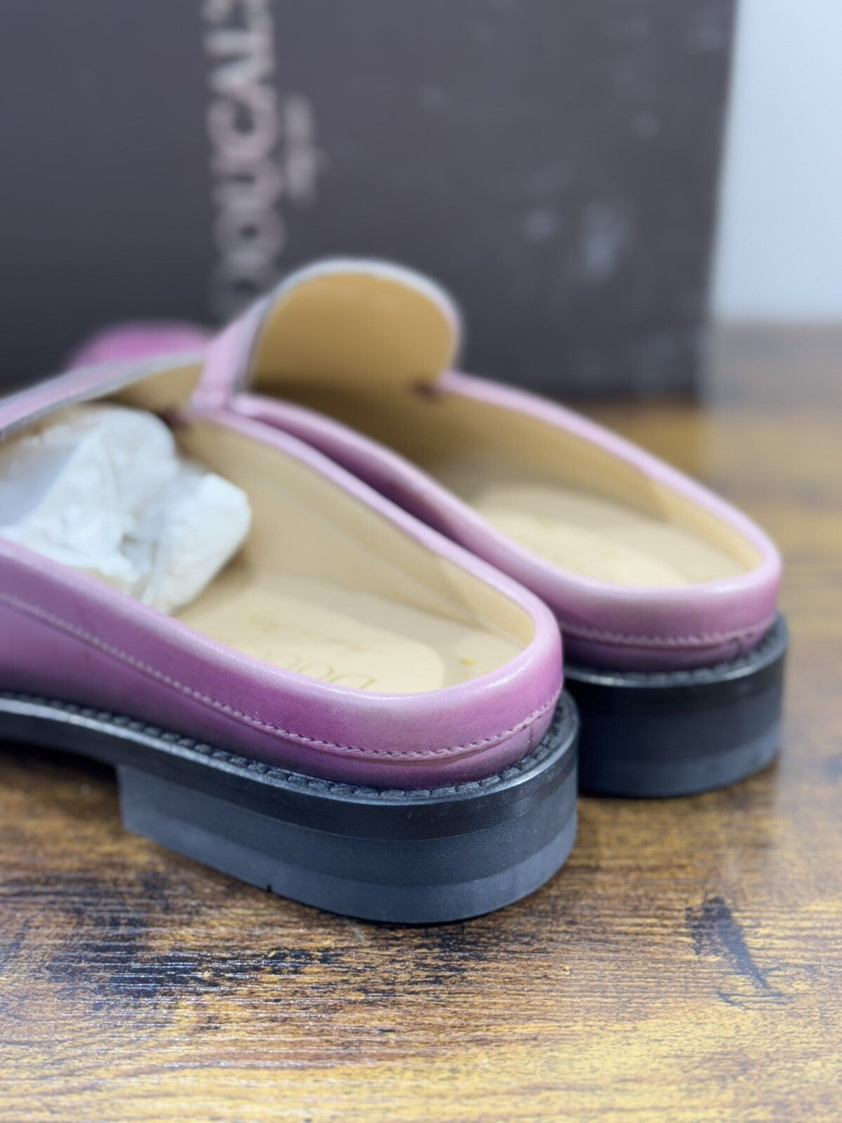 Doucal’s Scarpa Donna Sabot In Pelle Rosa Anticato A Mano 37