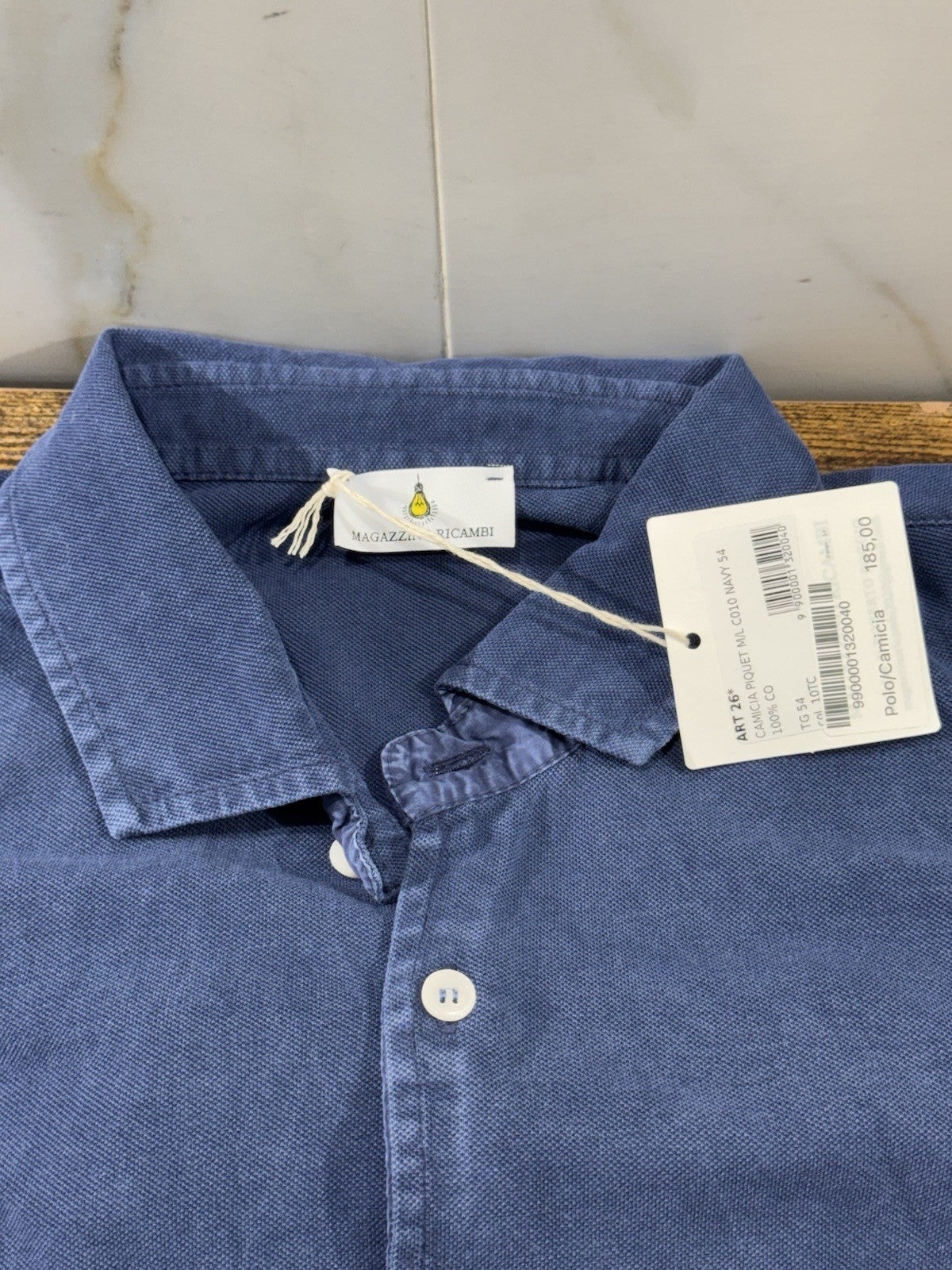 Magazzino Ricambi Polo Camicia Piquet Blu  In Cotone Icon Uomo 54