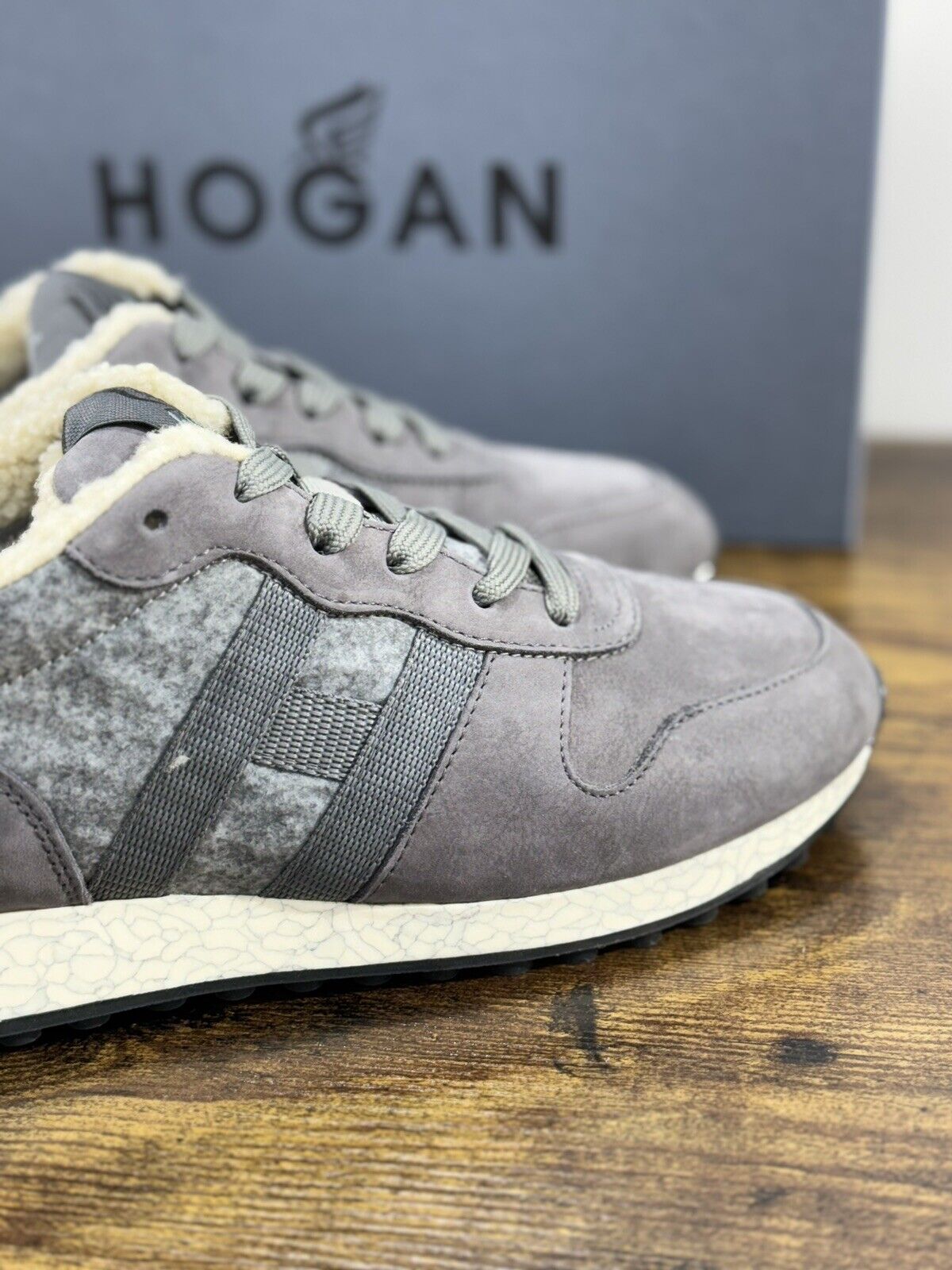 Hogan H383  pelle Grigia Sneaker Hogan   luxury hogan men shoes 40.5