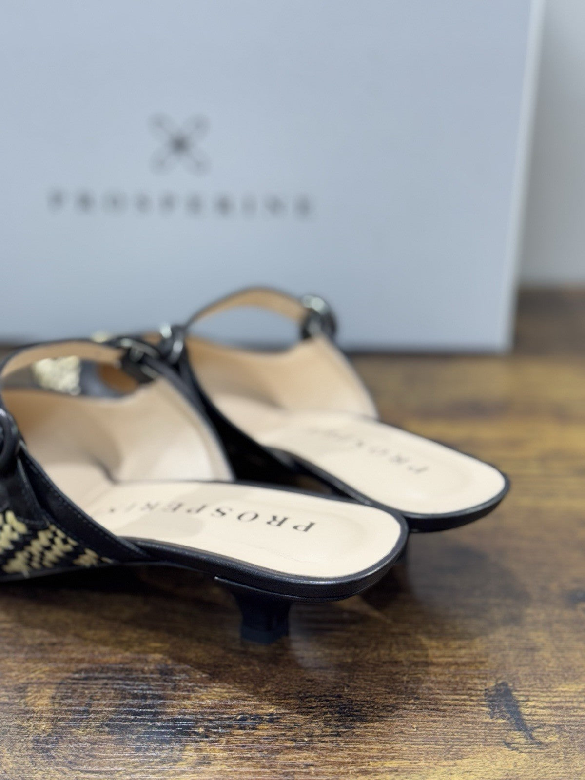 Prosperine Mules Pelle Nero Beige Con Tacco Causal Sabot Donna 38