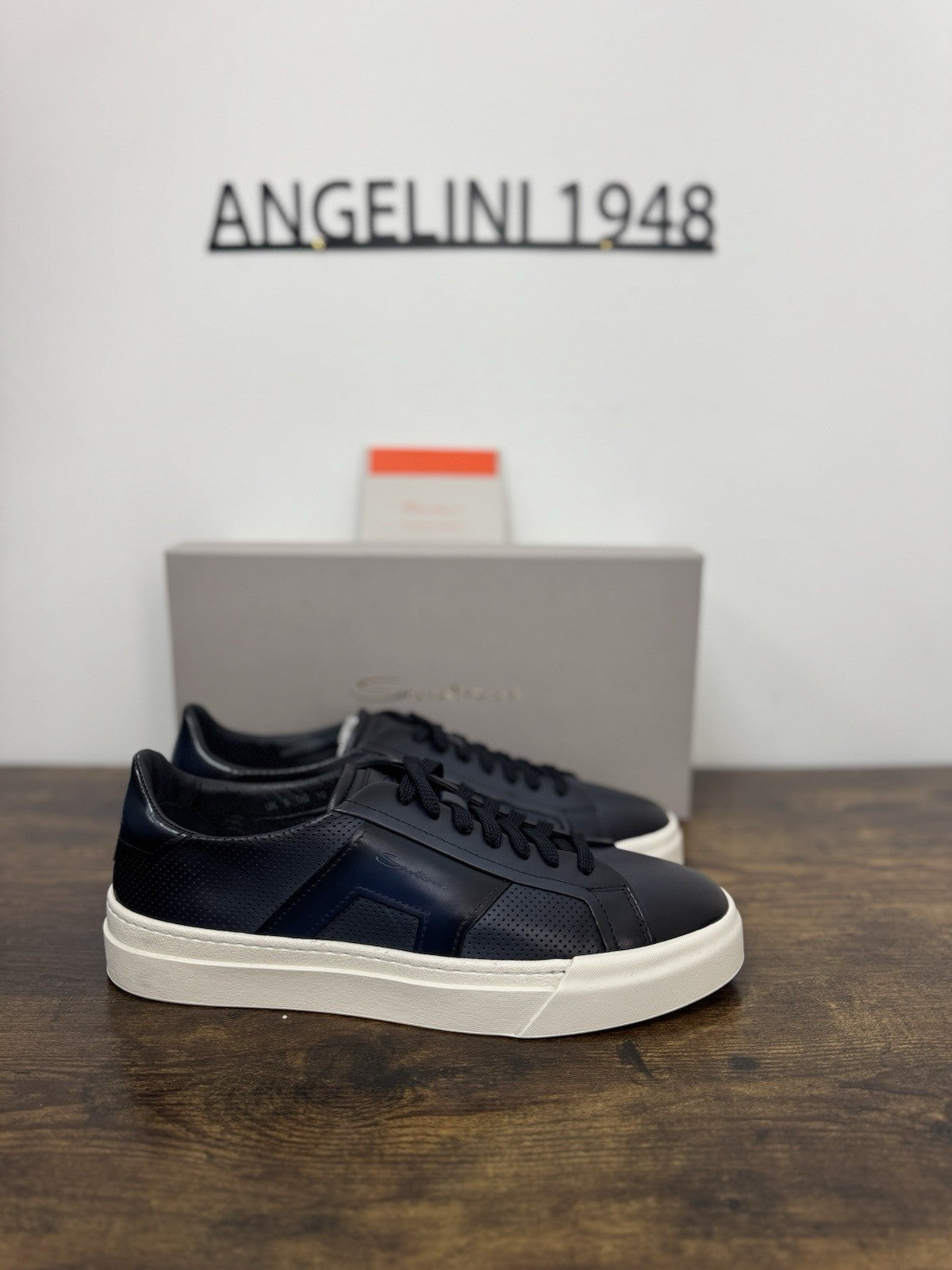 Santoni Sneaker Pelle Blu  Luxury Scarpa Santoni Uomo 41