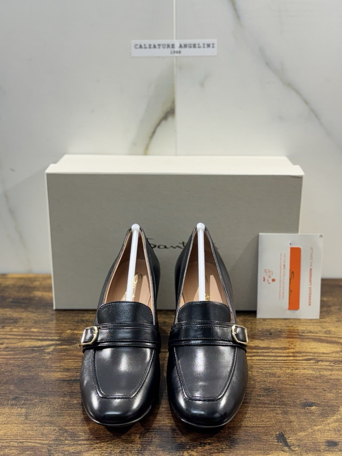 Santoni Mocassino Pelle Nero  Con Tacco Goodyear Luxury Santoni Donna 38.5