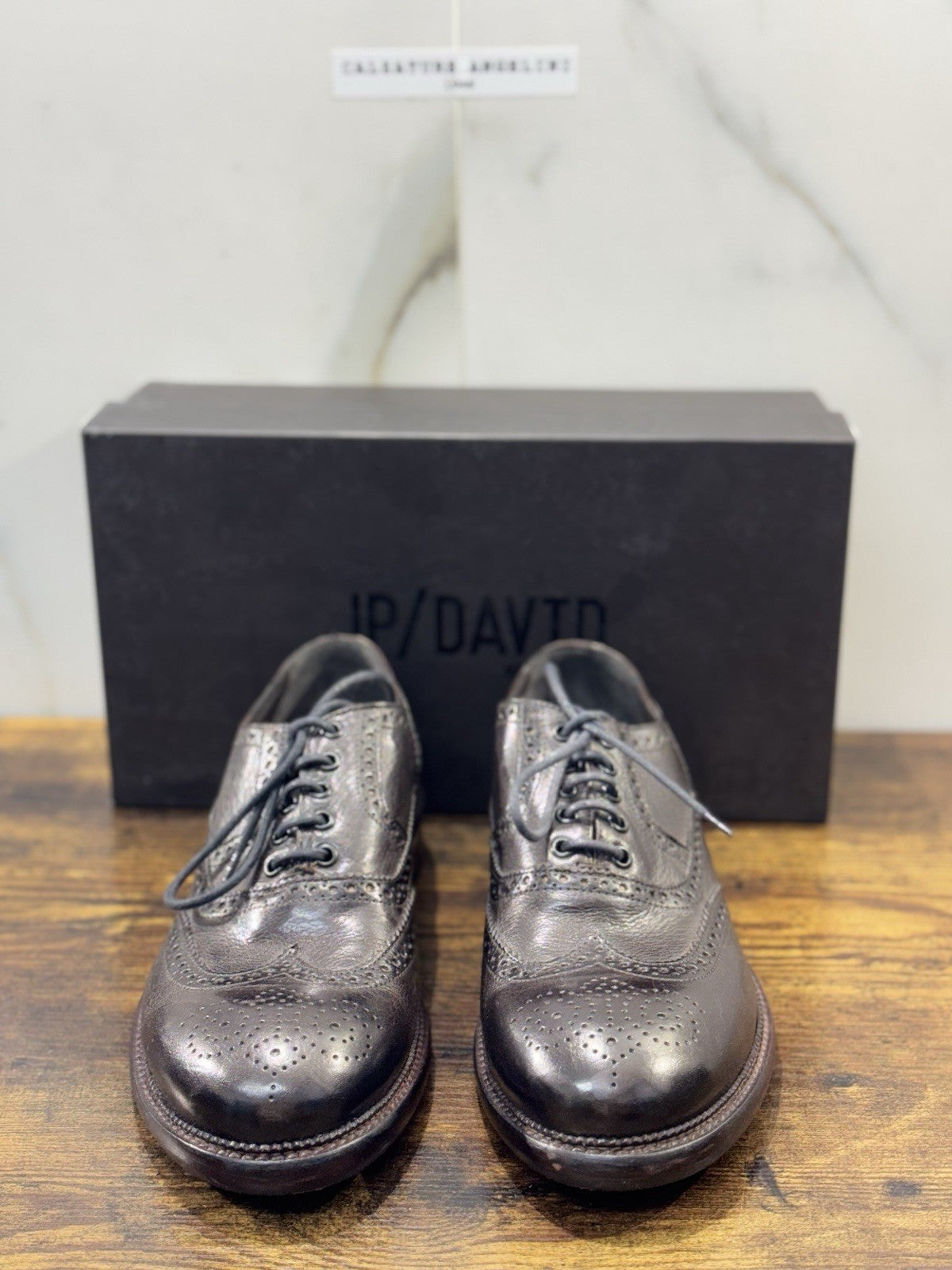 Jp David Brogue  Pelle Testa Moro 100% Made In Italy Casual 43