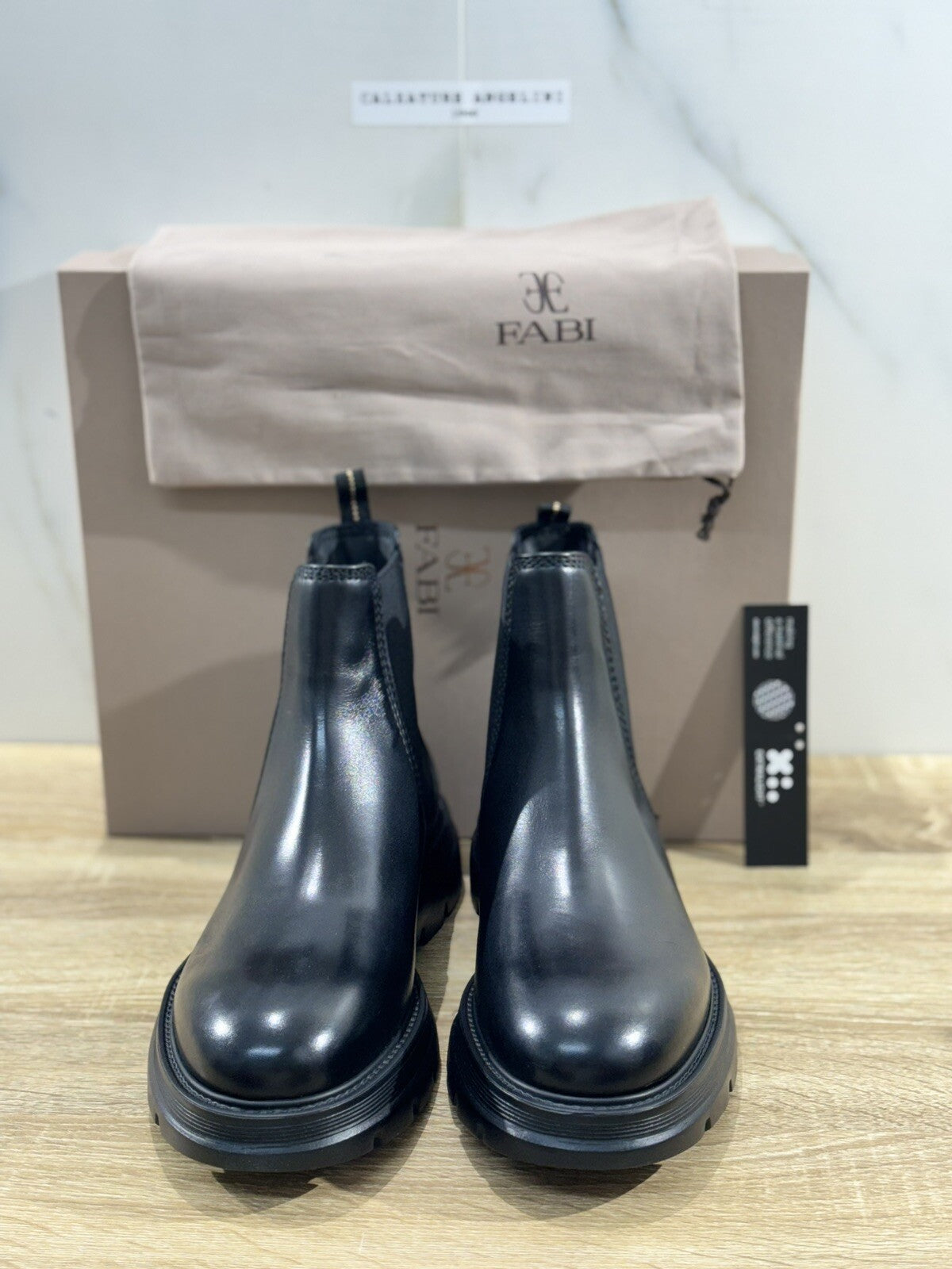 Fabi Chelsea Boot  Uomo Pelle Nera Luxury Handmade Boot Fabi Extra Light 43
