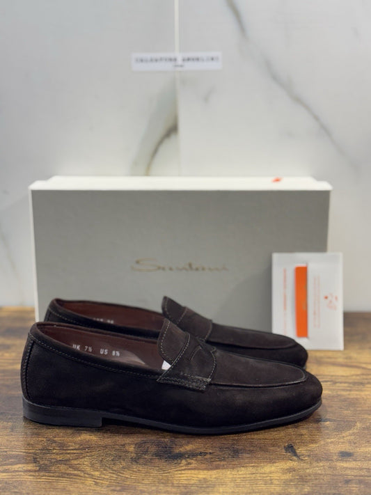 Santoni Mocassino Goodyear Flex Pelle Marrone  Luxury Santoni Scarpa Uomo 41.5