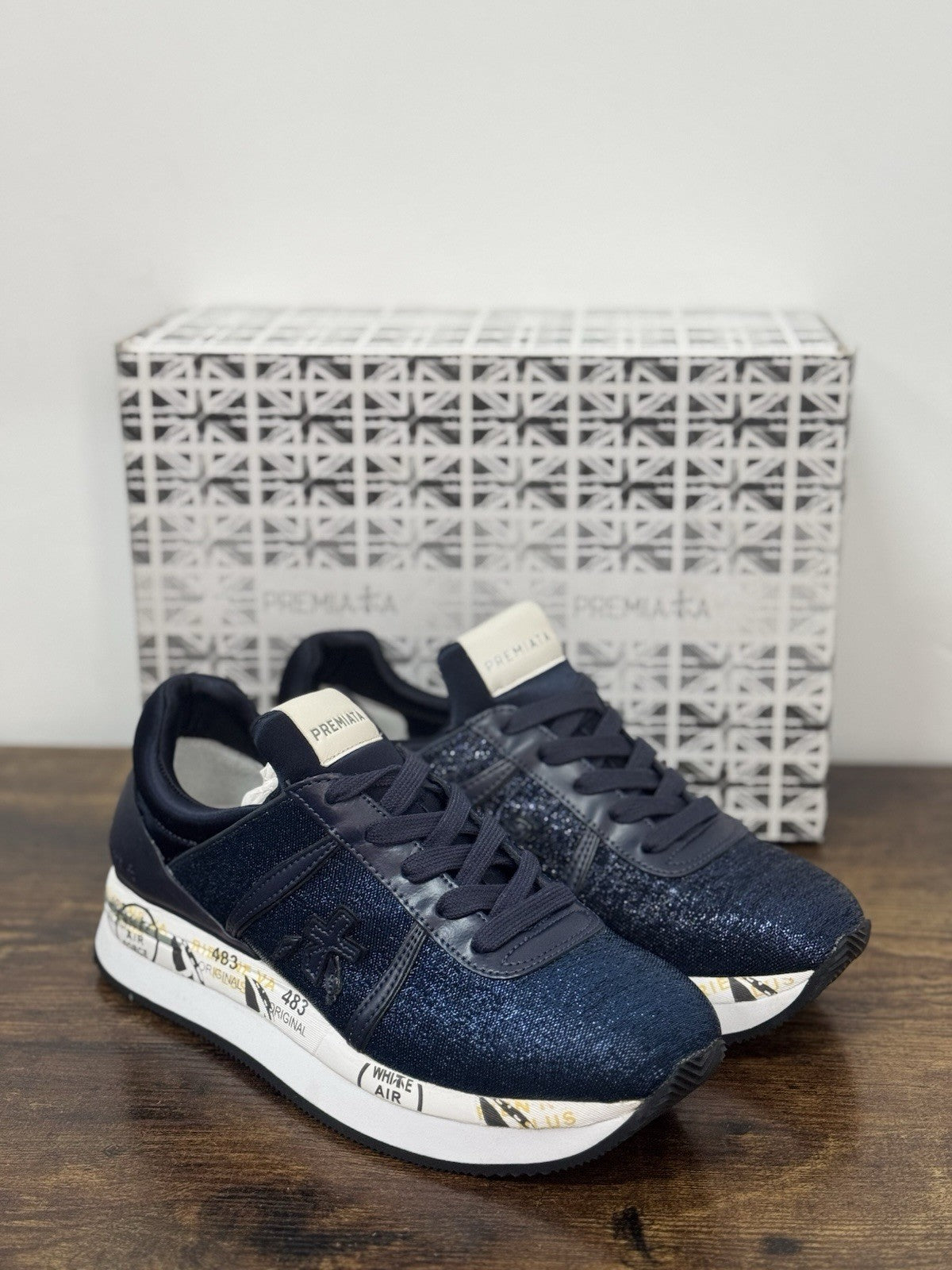 Premiata Sneaker Liz Blu  Tessuto E  Pelle    Casual Premiata Scarpa Donna 38