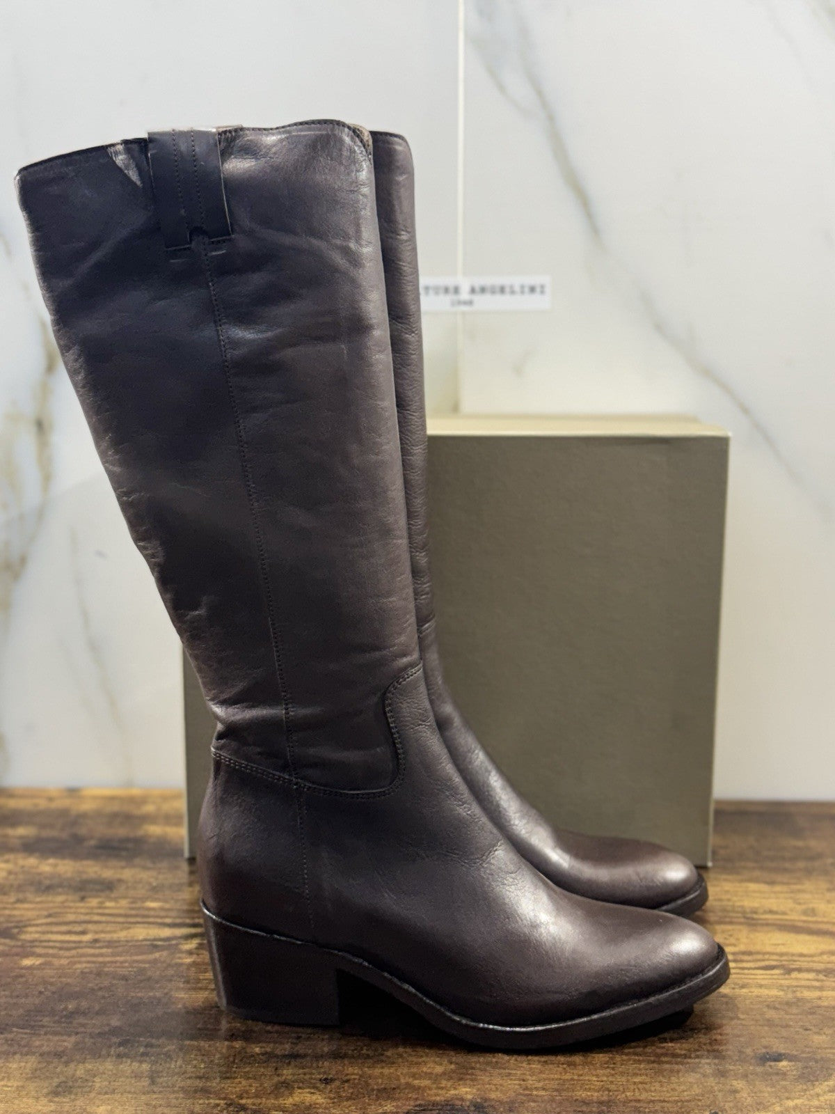Duccio Del Duca Stivale  Pelle Espresso  Made In Italy Donna 38.5
