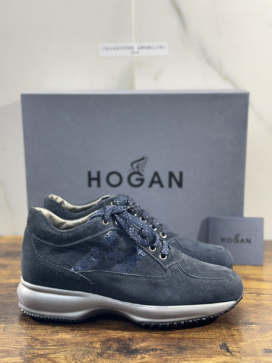 Hogan Interactive Donna Sneaker  Suede Blu Micropaiettes Luxury Hogan Woman 39