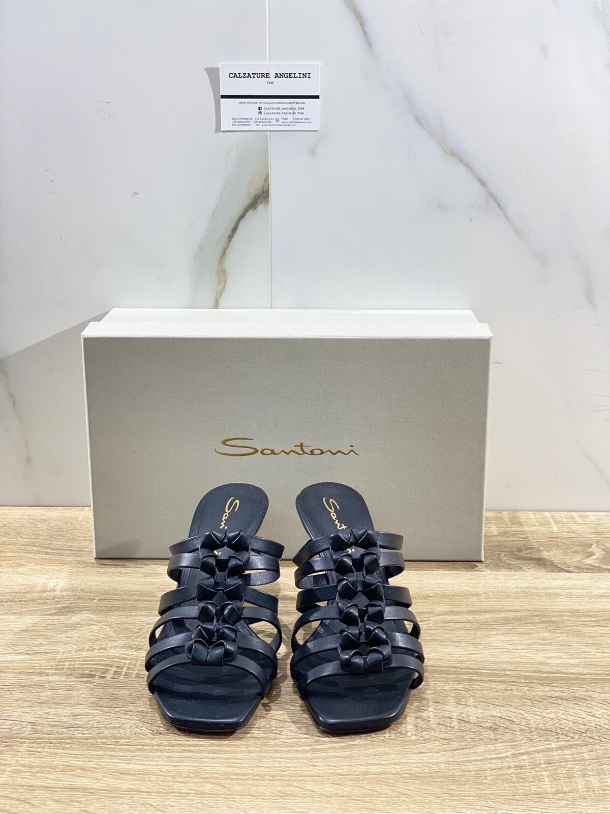 Santoni Sandalo Donna In Pelle Nera Luxury Woman Sandal Santoni 41