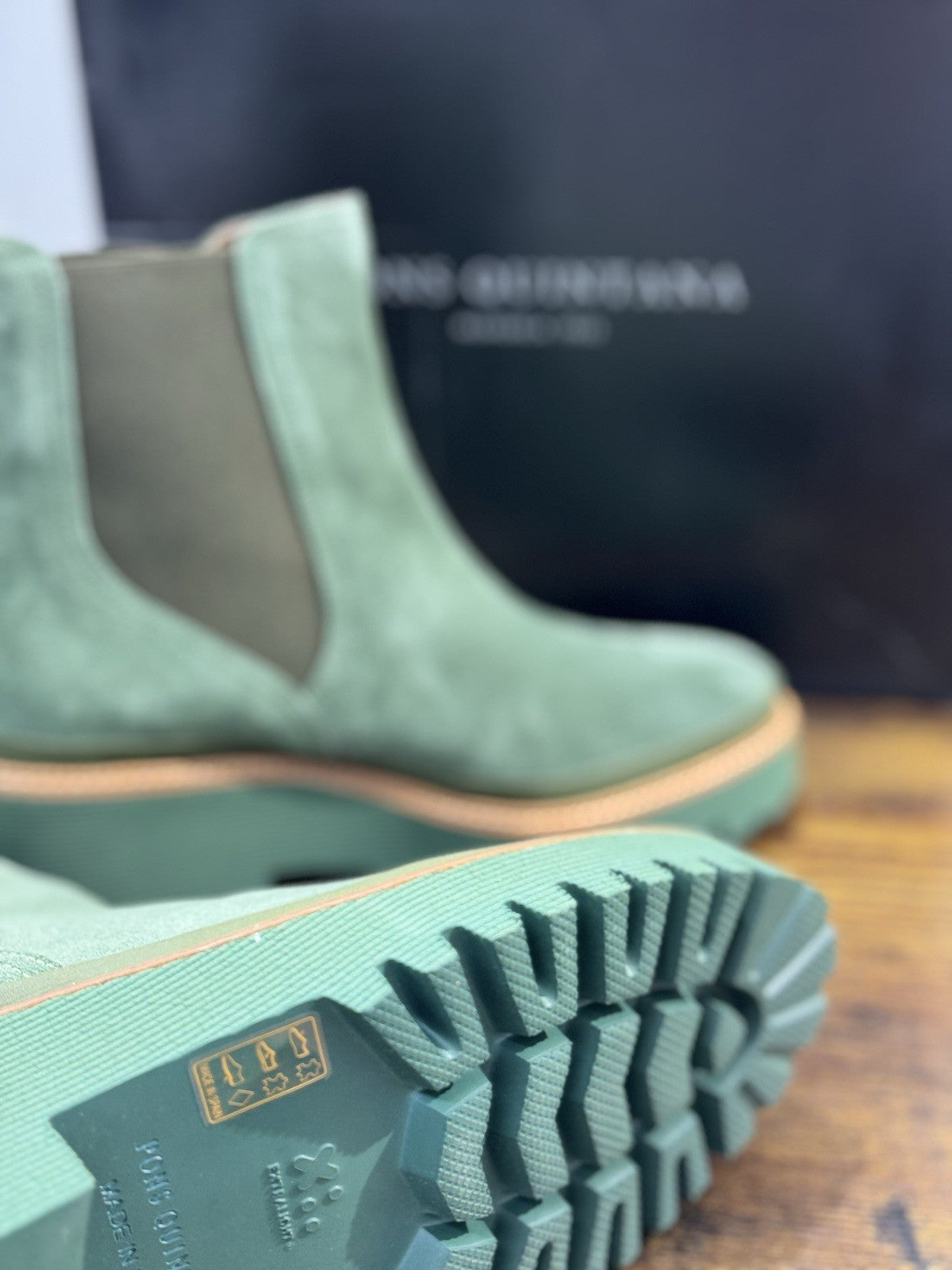 Pons Quintana Stivaletto Donna Carm B Suede Verde   Zeppa  Luxury Boot 40