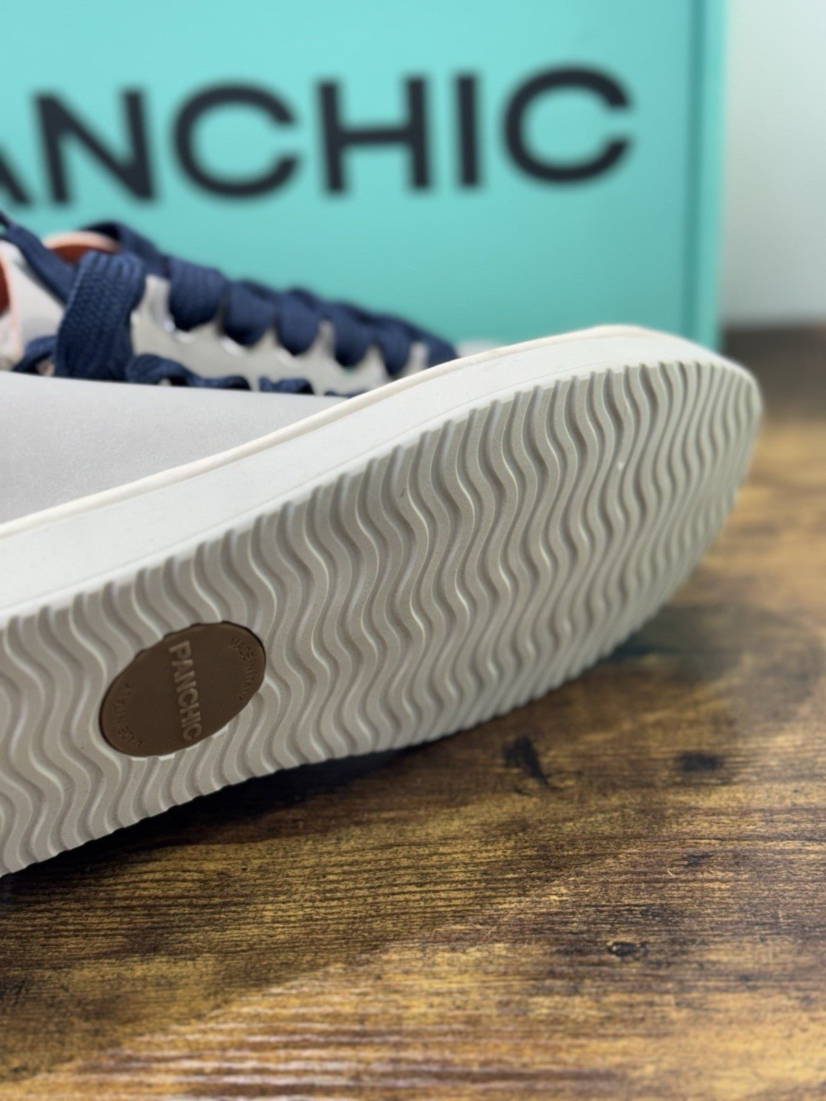 Panchic Lace Up Scarpa Suede Grey Blu Casual Uomo 43
