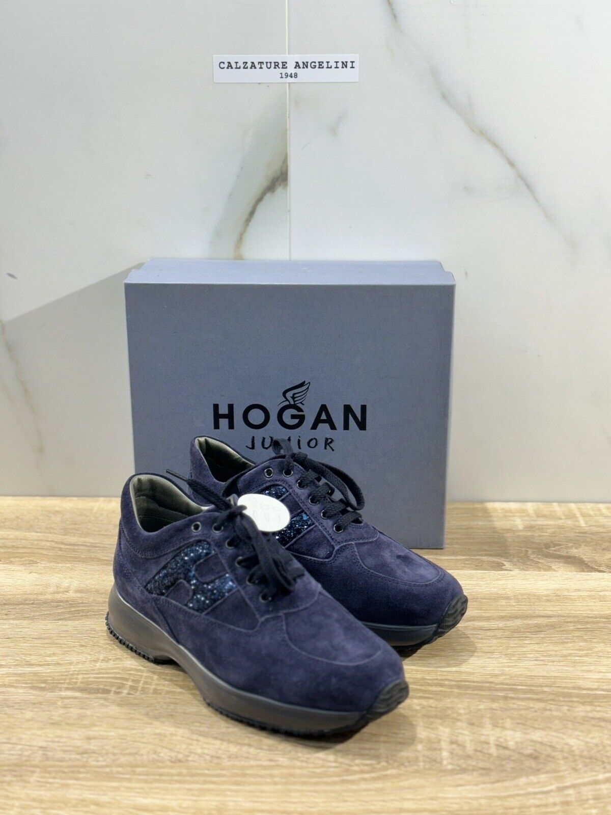 Hogan Junior Interactive Bambina Suede Blu   Strass Casual Baby Hogan 30