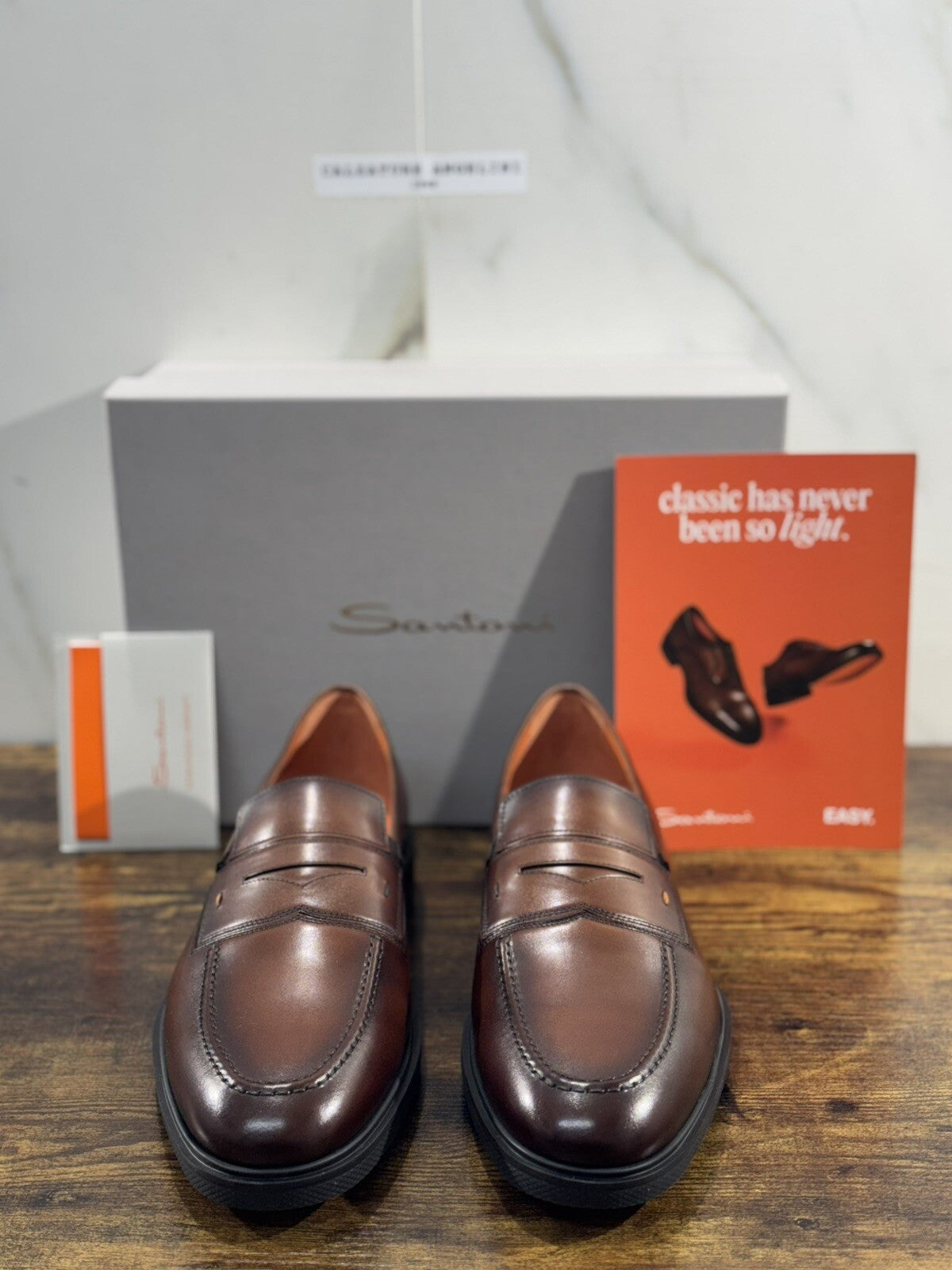 Santoni Scarpa Uomo Mocassino   Pelle Brown   Luxury  Santoni Extra Light 44.5