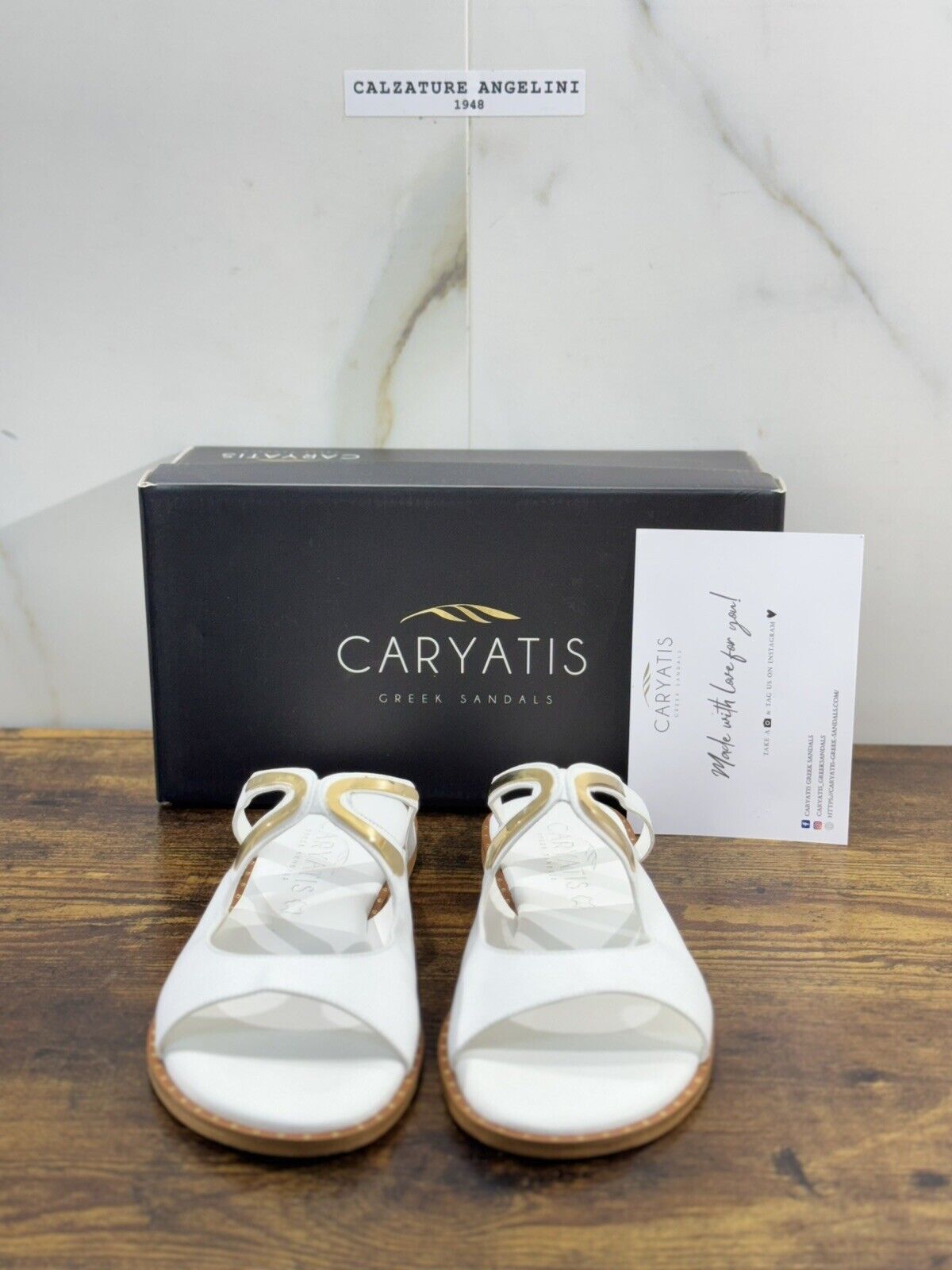 Caryatis Greek Sandal Donna Pelle Bianco Casual Original Greek Sandal 41