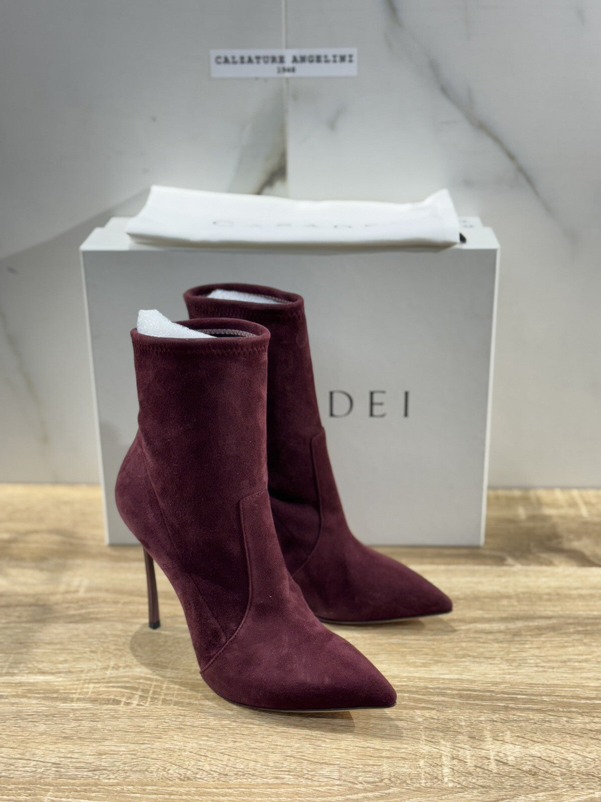 Casadei Blade  Stivaletto Suede Vinaccia  Luxury Casadei Woman Shoes 36