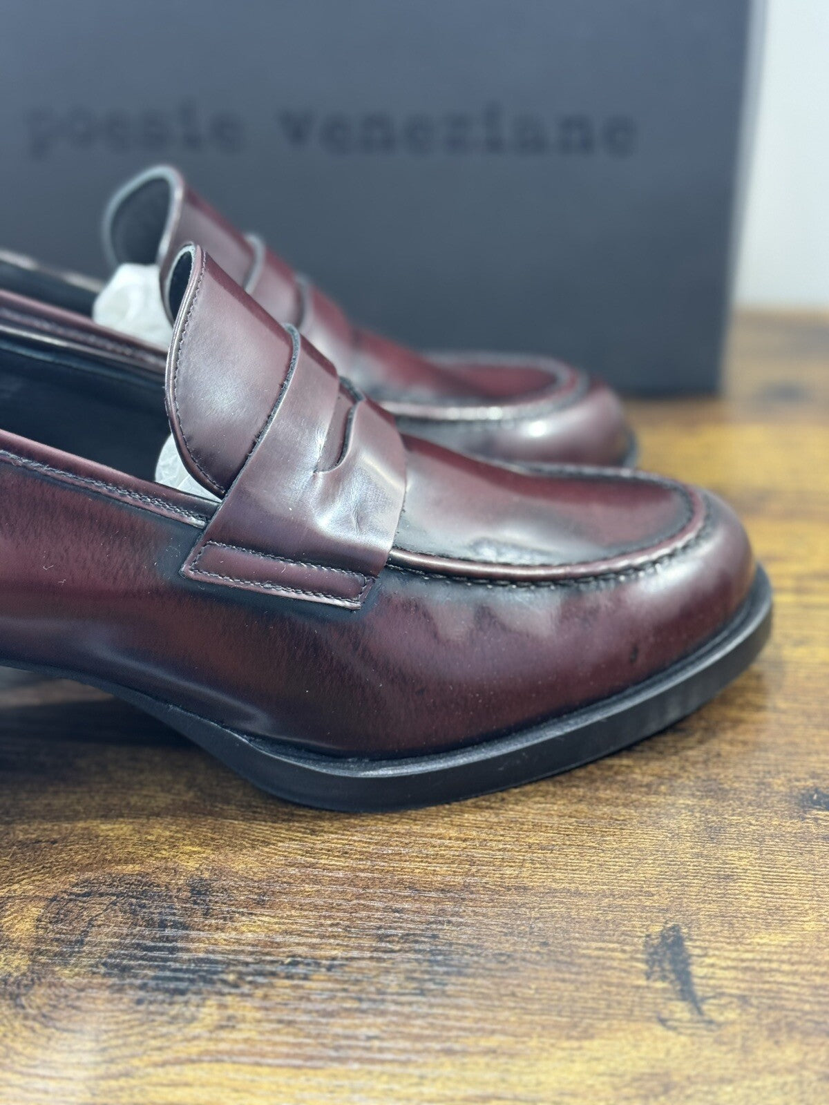 Poesie Veneziane Mocassino Donna Pelle Bordo’ Con Tacco   Casual Loafer 41