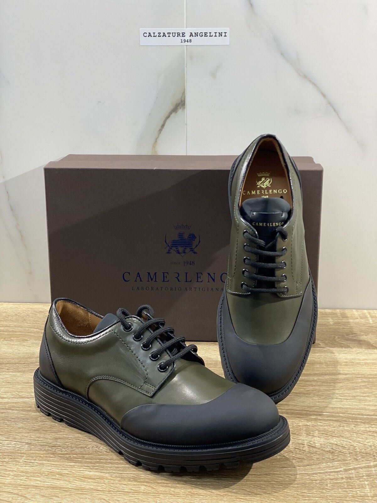 Camerlengo Laboratorio Artigianale scarpa uomo pelle verde extra light 40