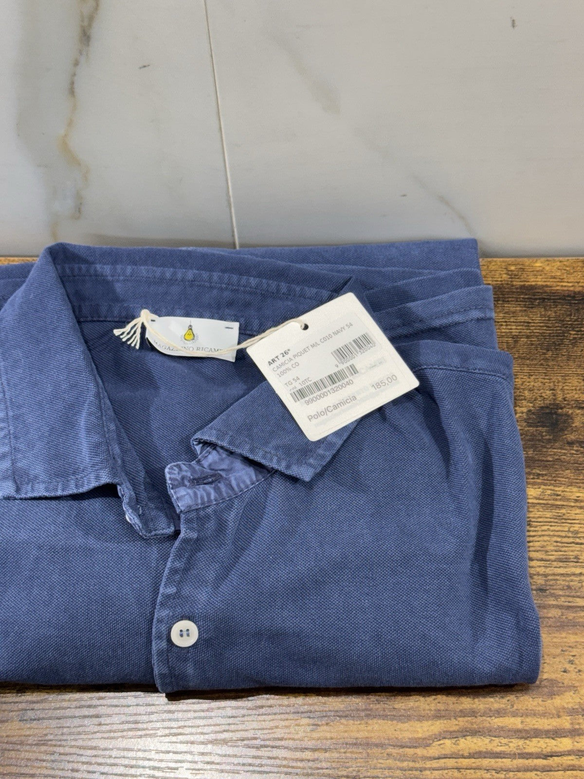 Magazzino Ricambi Polo Camicia Piquet Blu  In Cotone Icon Uomo 54