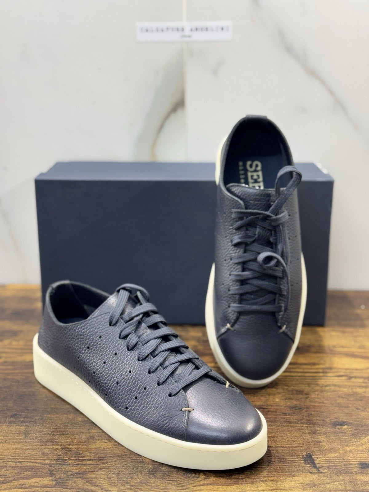 Seboy’s Sneaker Pelle Blu Casual Uomo 40