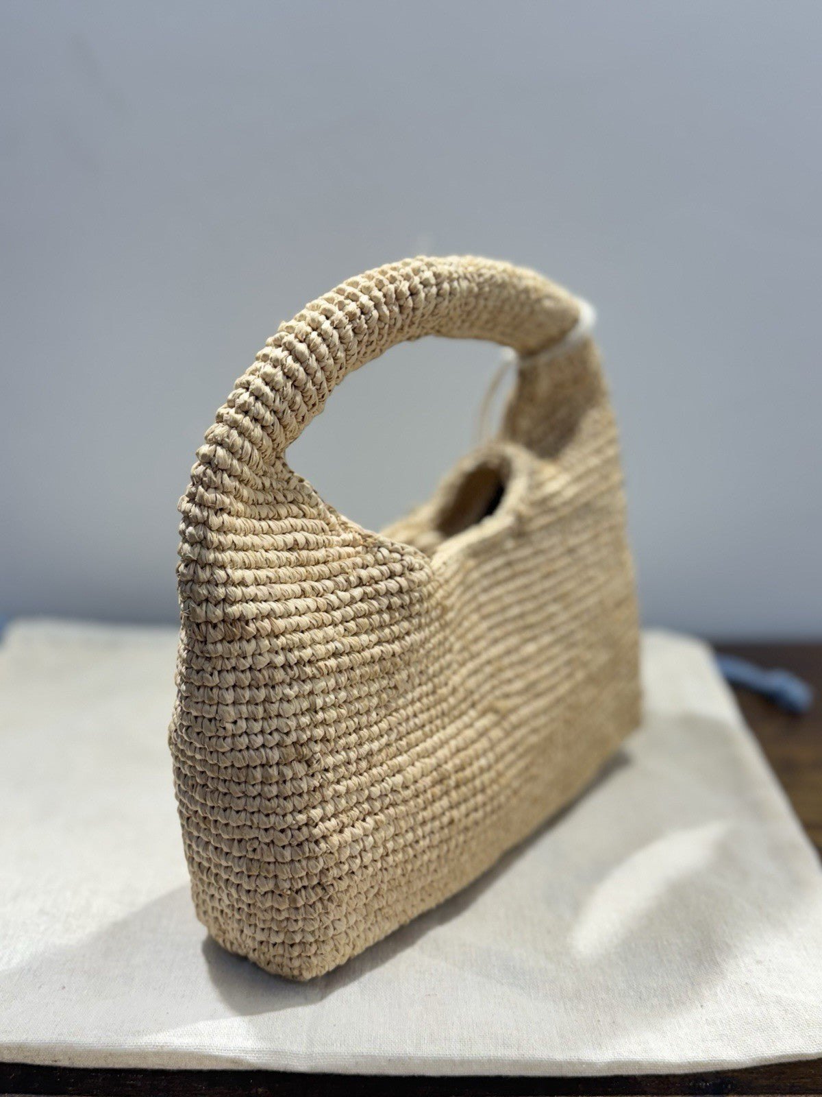 Manebi’ Borsetta Halfmoon Bag In Raffia Beige Casual Bag Manebi’ Donna