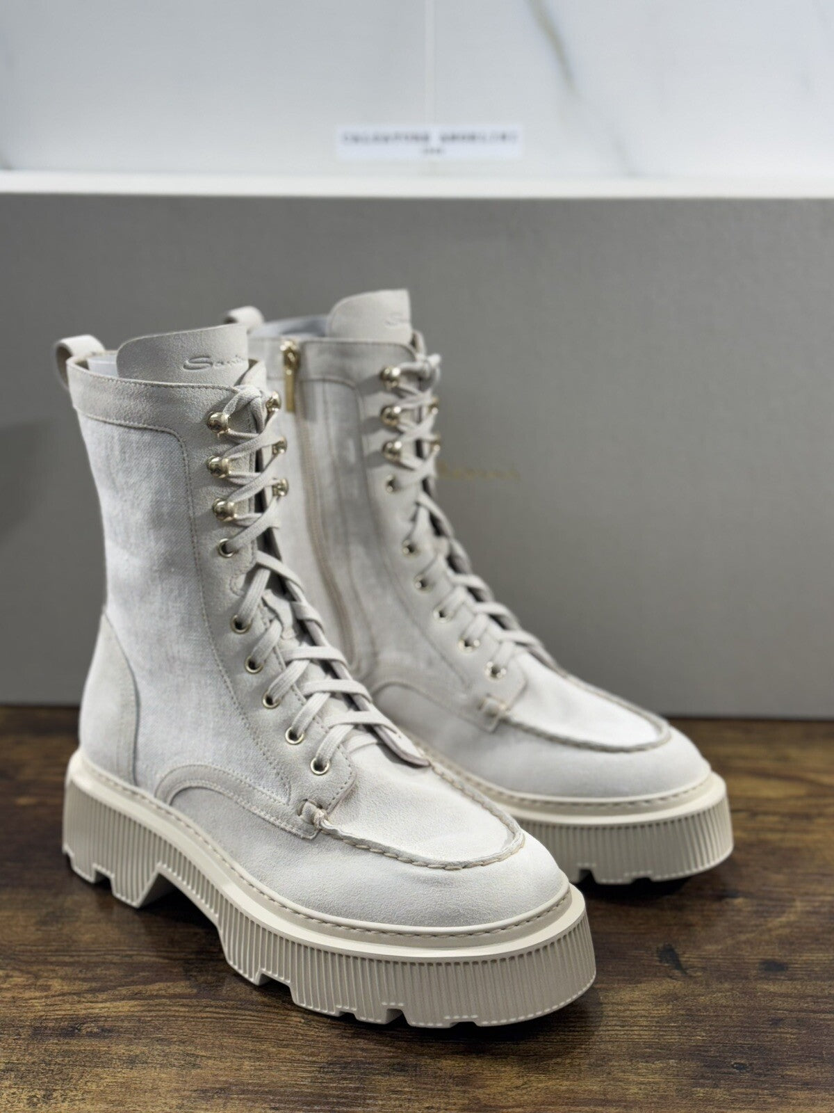 Santoni Combat Boot Donna Pelle Suede Casual Luxury Boot Woman Santoni 40