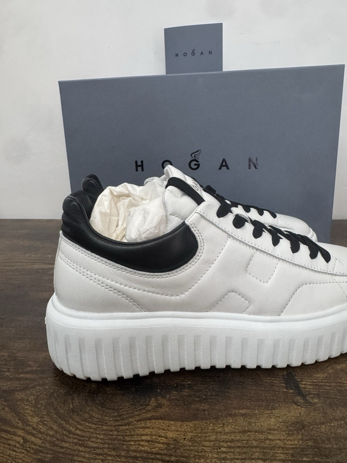 Hogan H-stripes New H Band Pelle Bianca Nero Memory Foam Scarpa Hogan Uomo 40