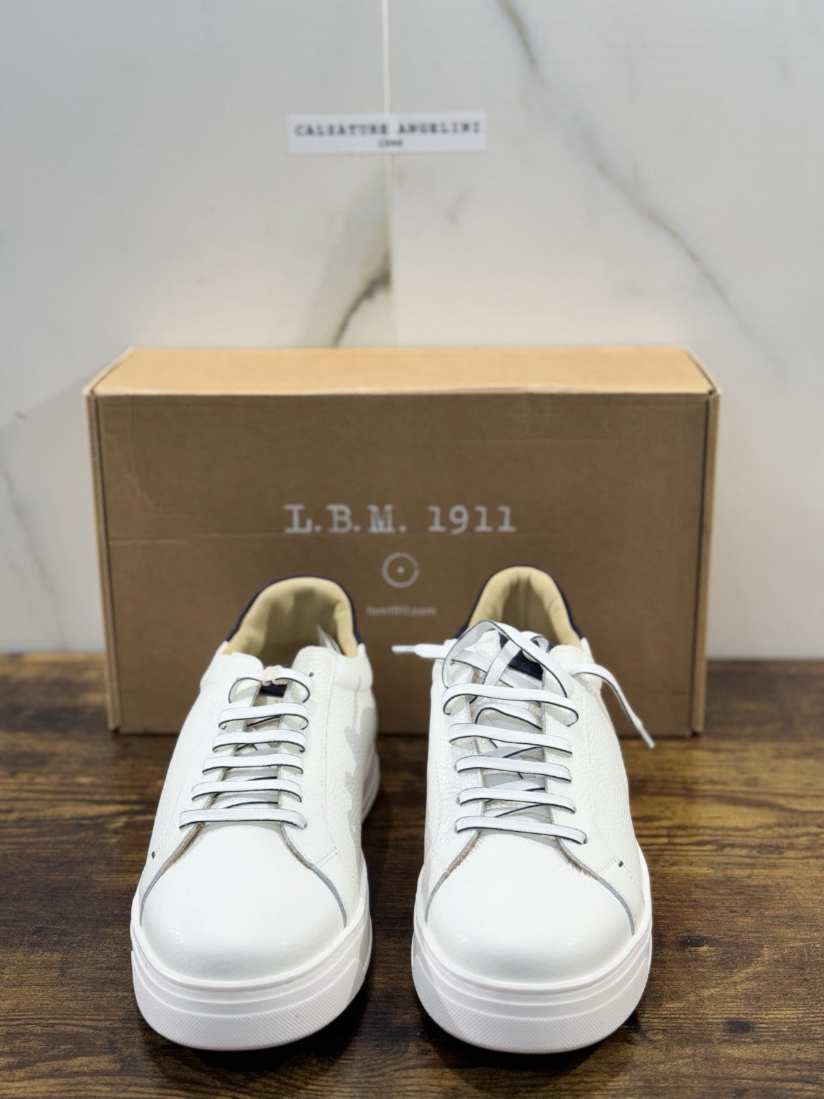 l.b.m. 1911 Sneaker Uomo Icon Pelle Bianca Blu Made In Italy 41