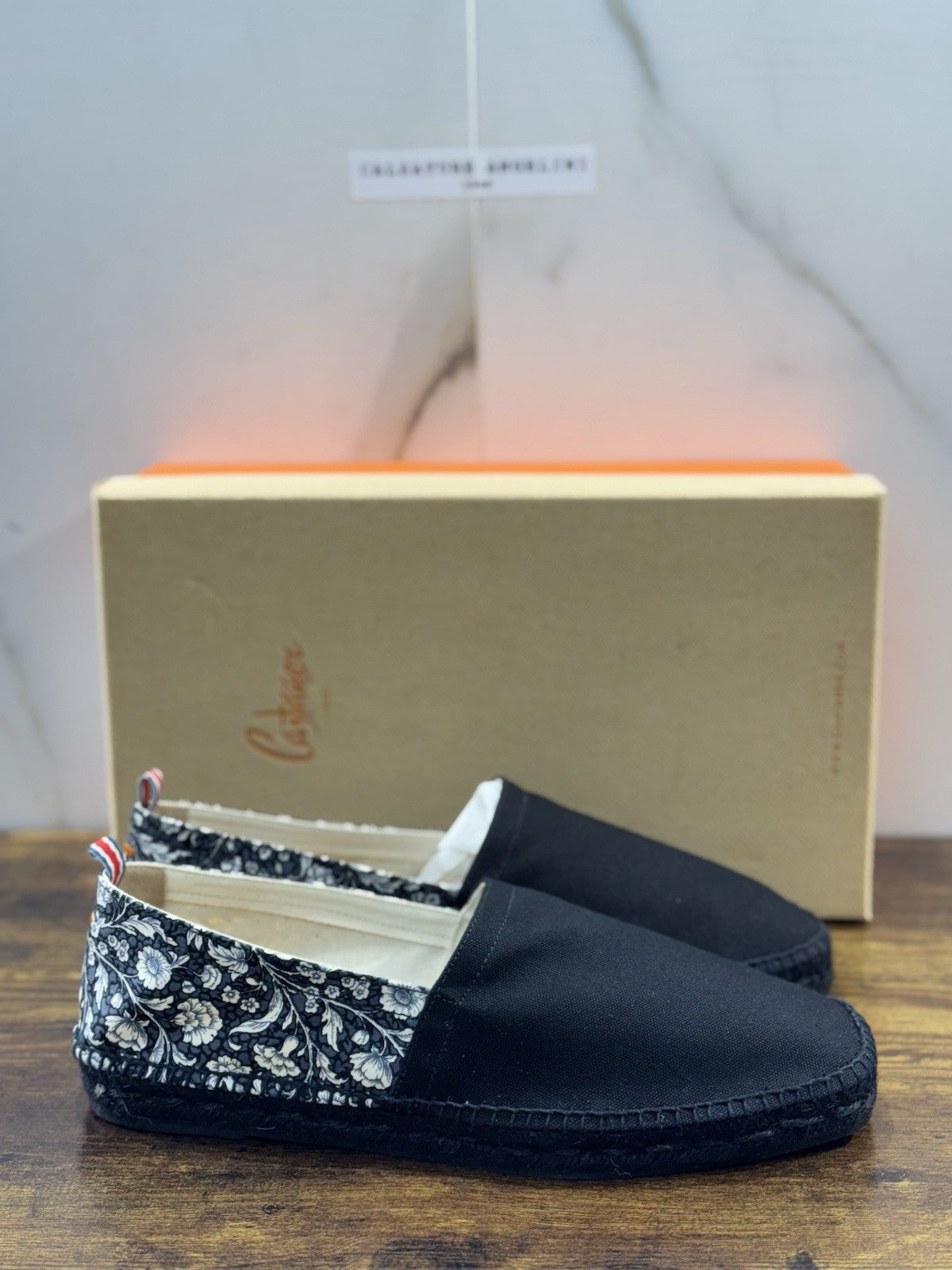 Castagner Espadrillas Uomo Mocassino Cotone Nero Fiore 42