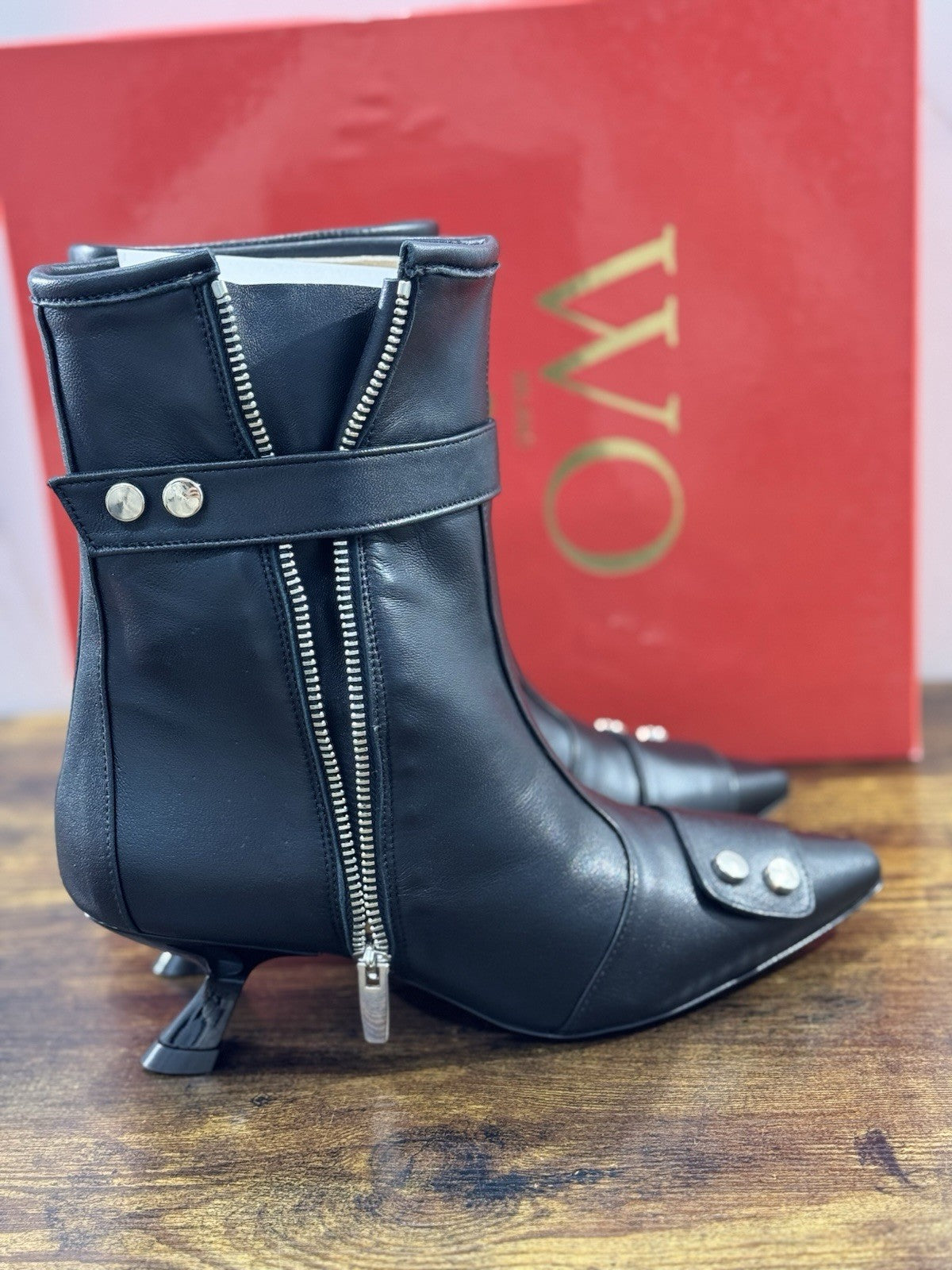 WO Milano tronchetto donna Pelle Nero   casual boot tacco luxury 38