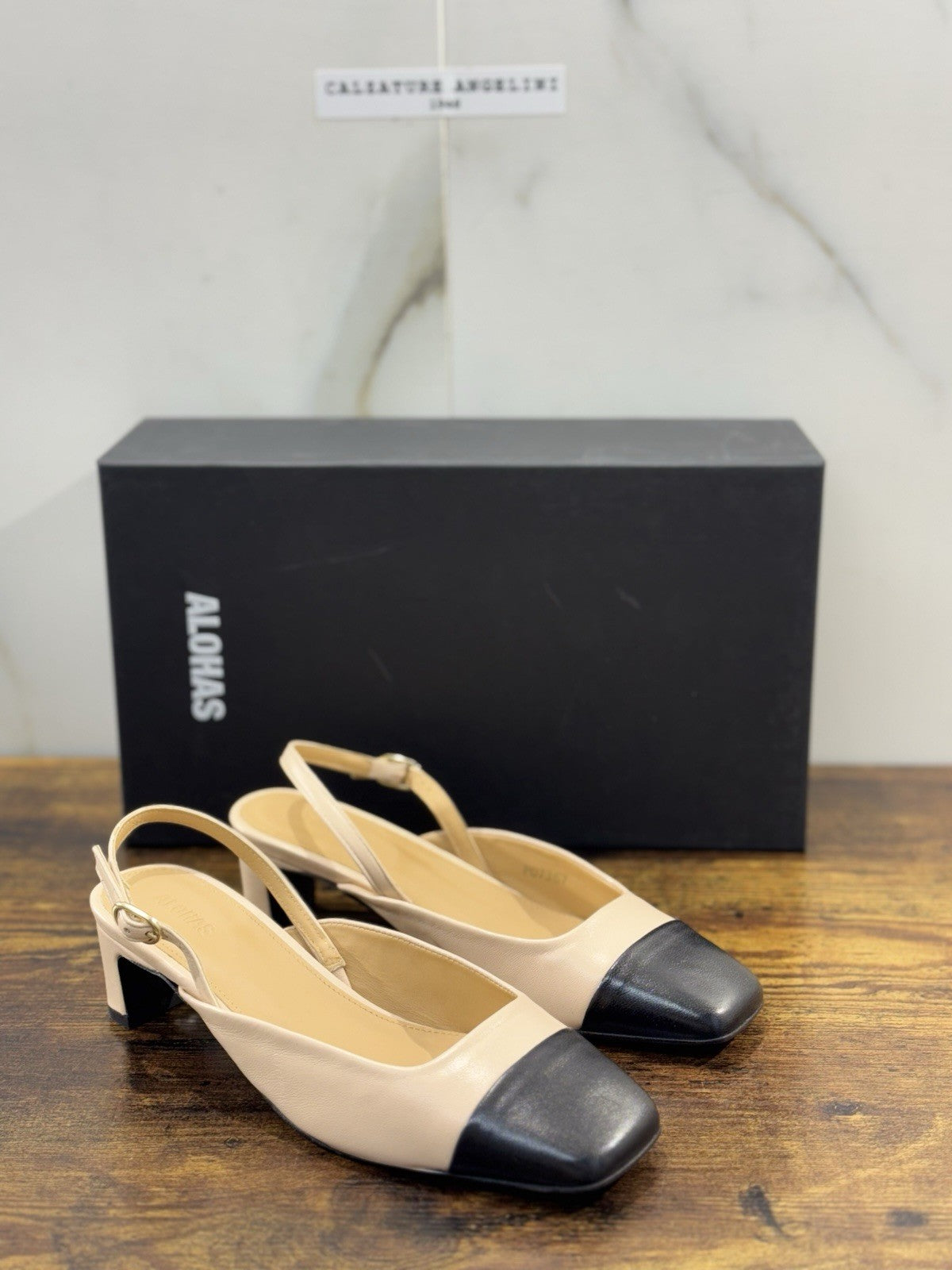 Alohas Sling Back  Donna Pelle Nero Crema     Casual Shoe Woman 36